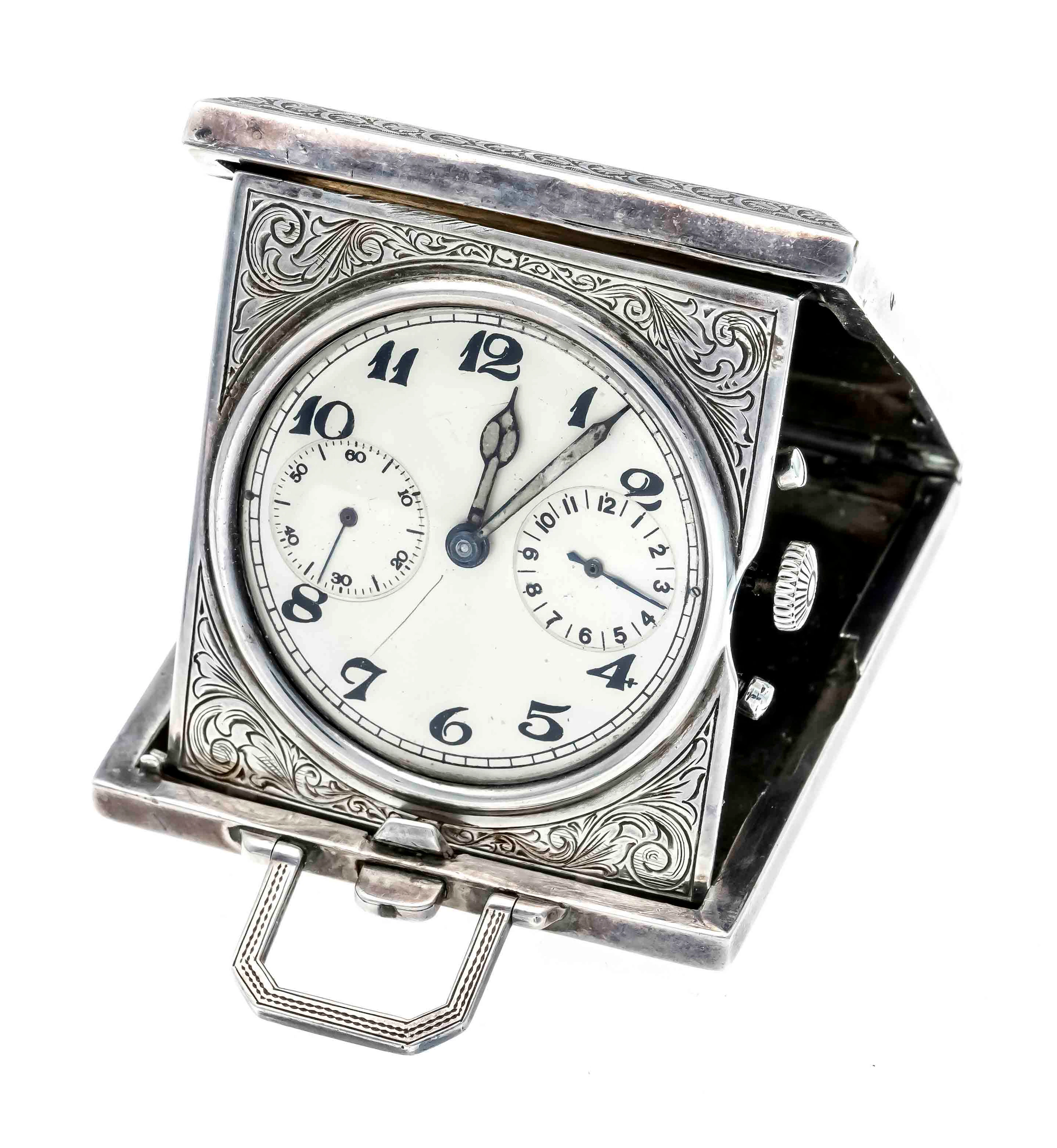 Silber Taschen- Tischuhr, 935/000
