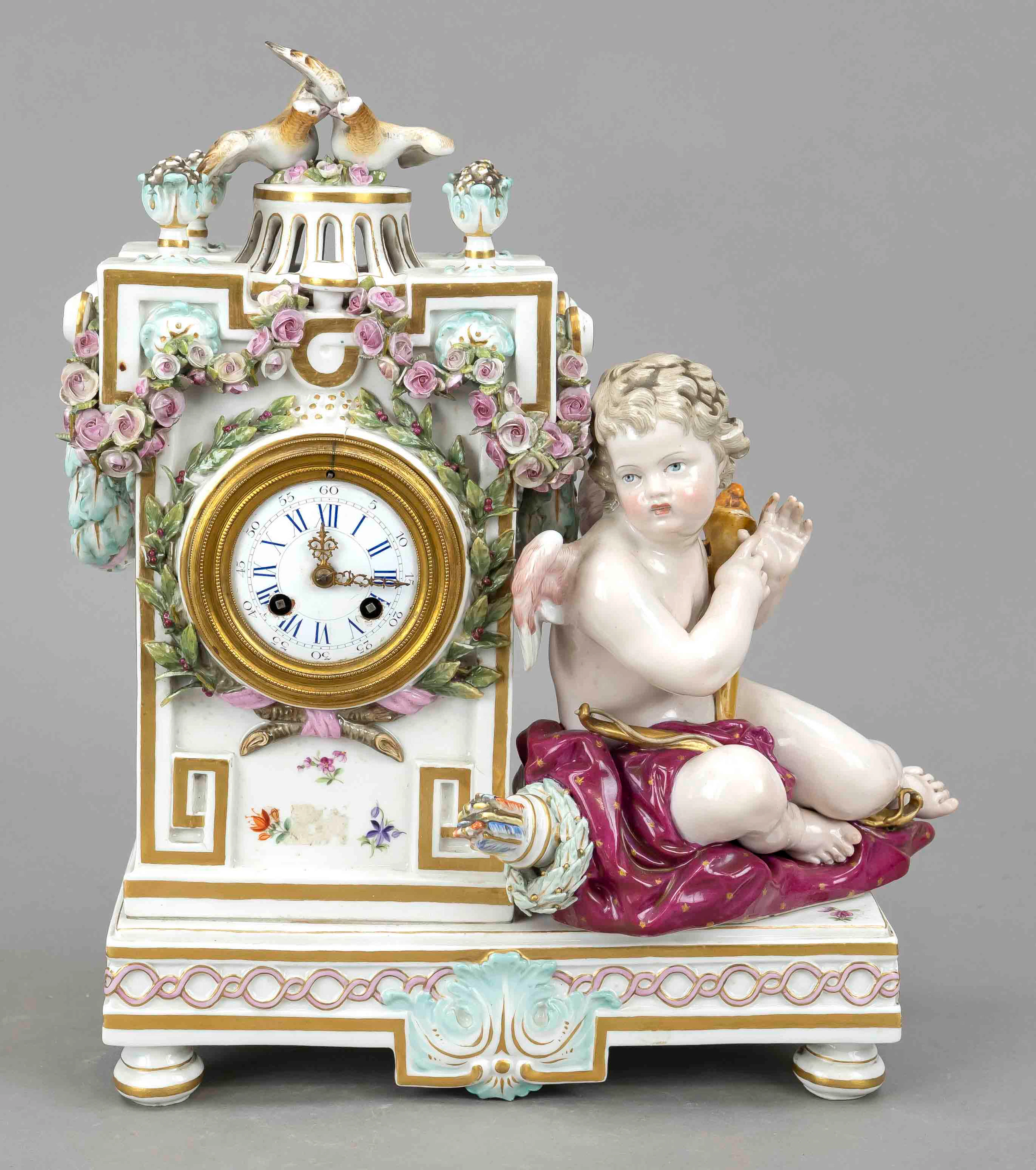 Figürliche Pendule, Meissen, Knaufsc