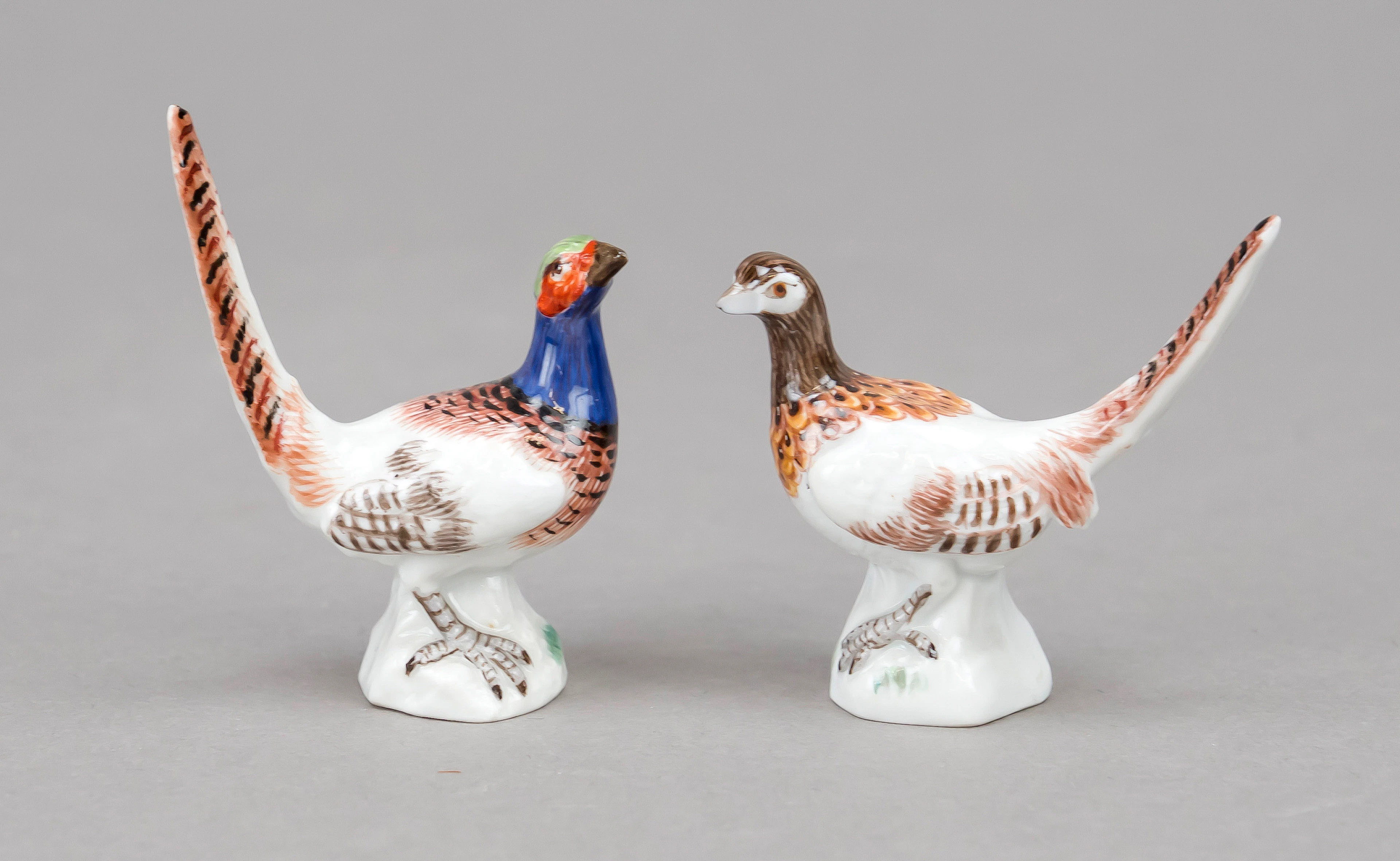 Paar Miniatur Fasane, Meissen, Kn