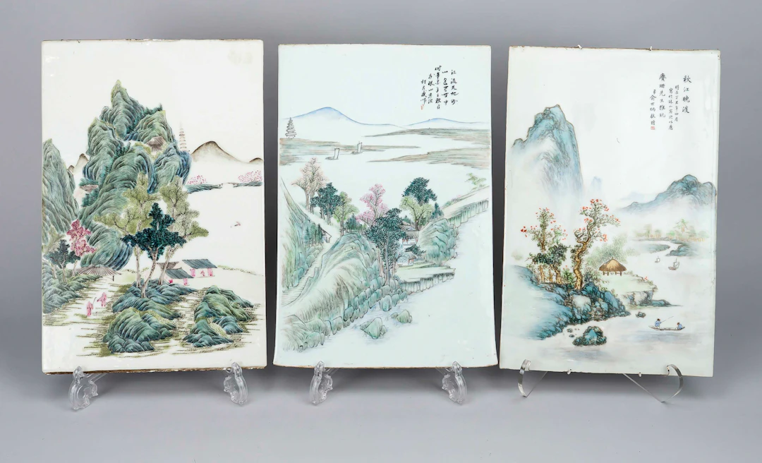 3 Porzellanplatten mit Landschaft