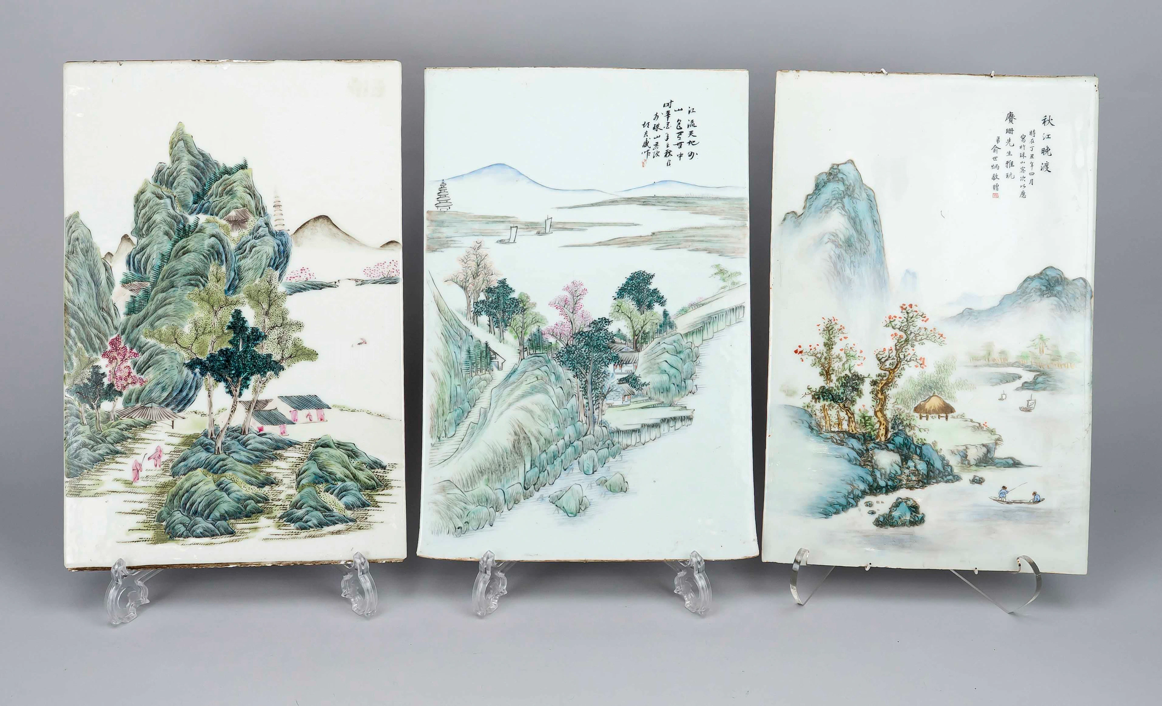 3 Porzellanplatten mit Landschaft