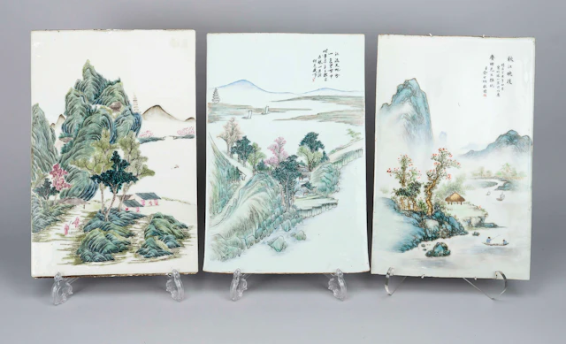 3 Porzellanplatten mit Landschaft