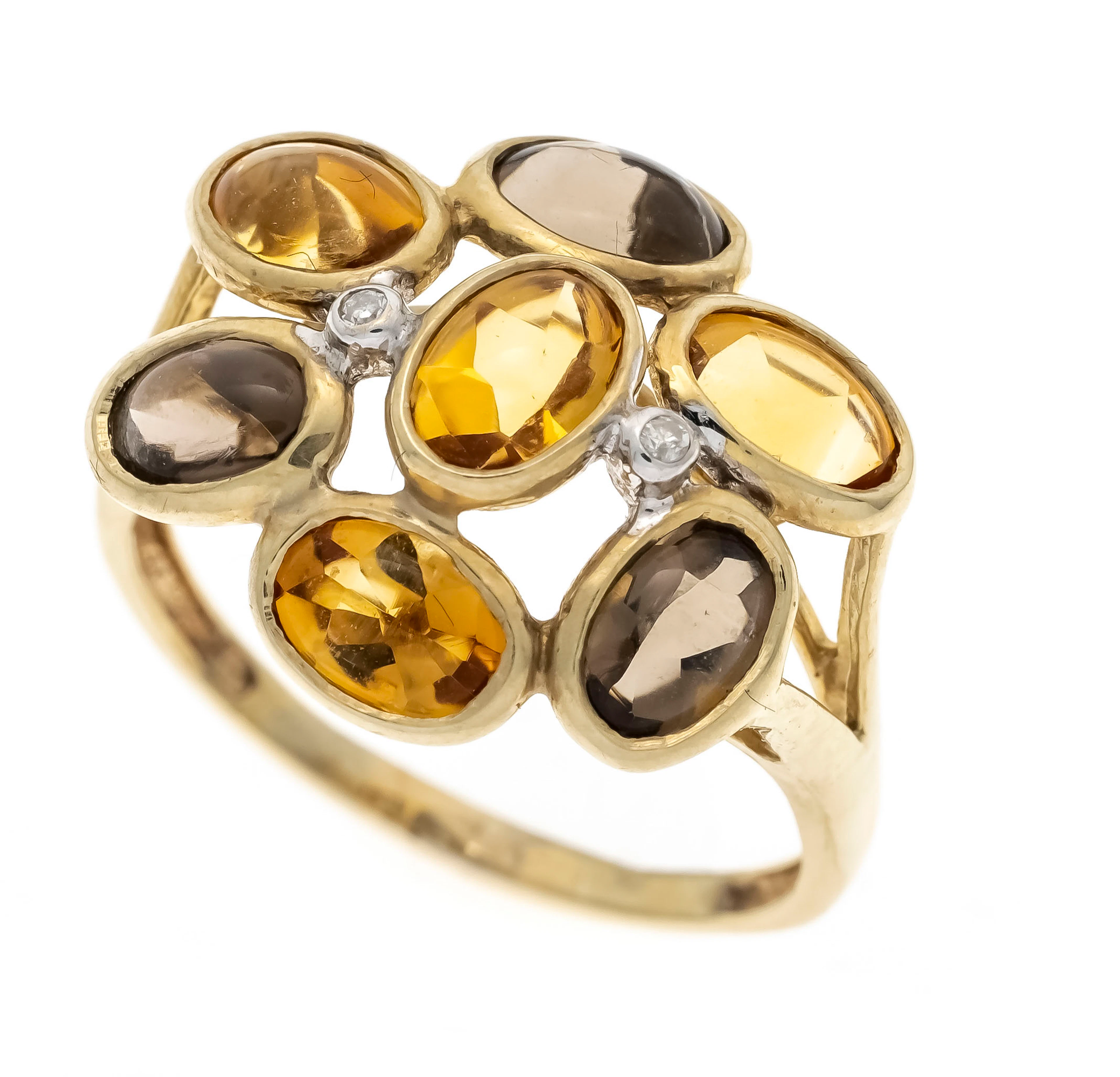 Cocktail-Ring GG 375/000 mit 4 ova