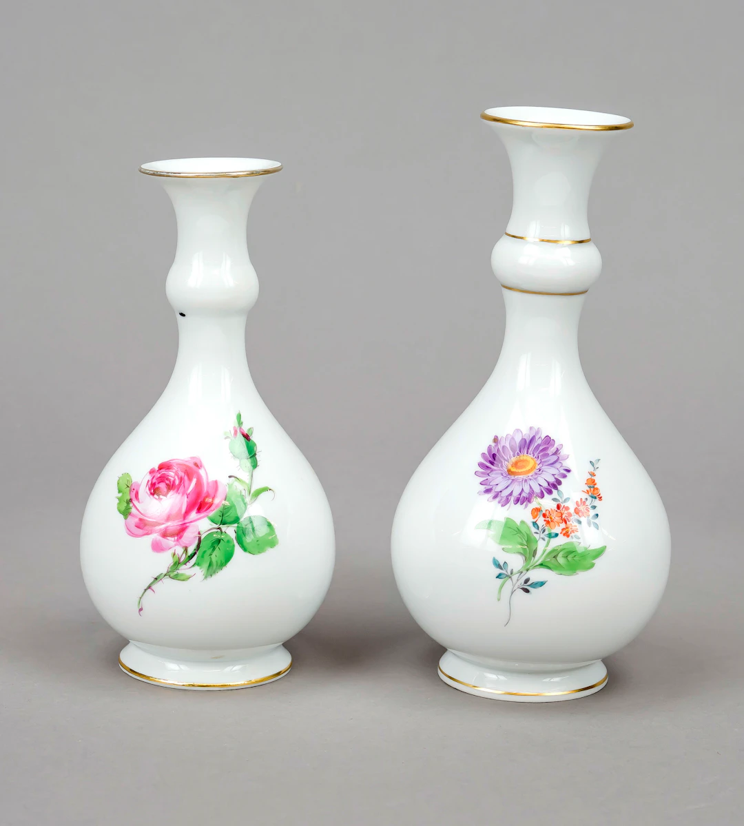 2 Keulenvasen, Meissen, 1x 19. Jh