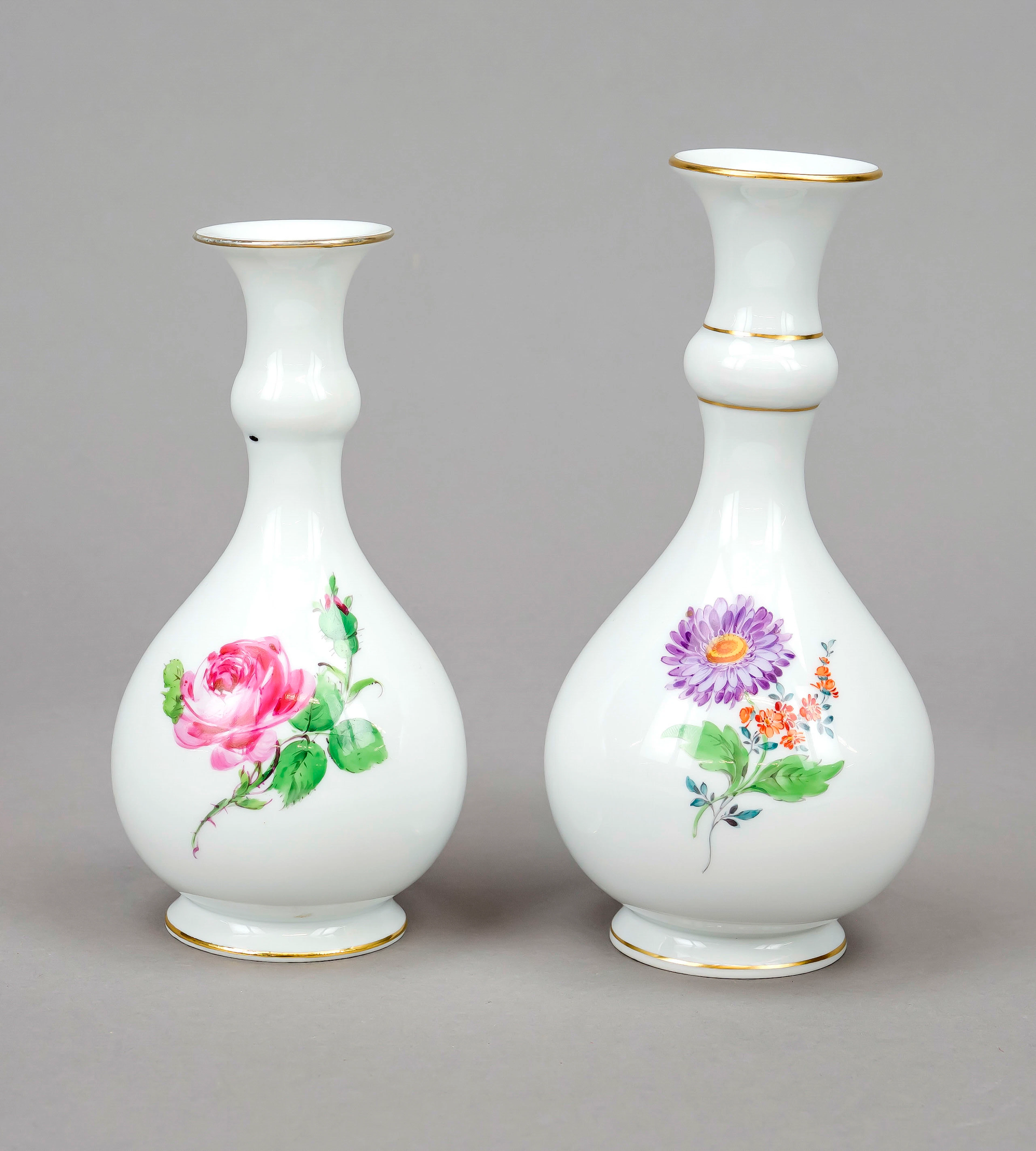 2 Keulenvasen, Meissen, 1x 19. Jh