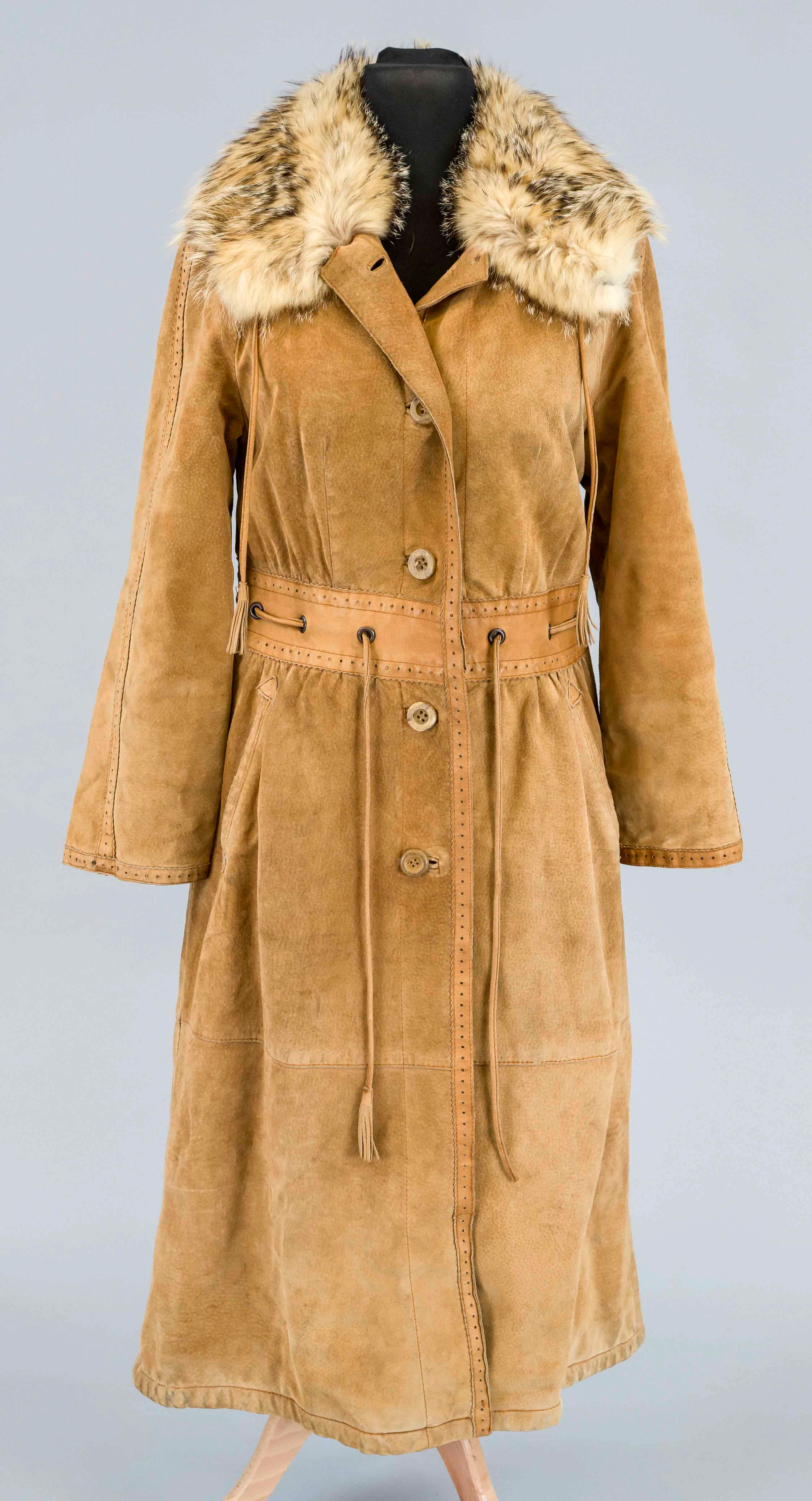 Langer Vintage Wintermantel, cogn