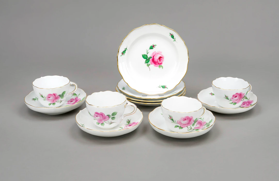 Vier Kaffeegedecke, Meissen, 1950