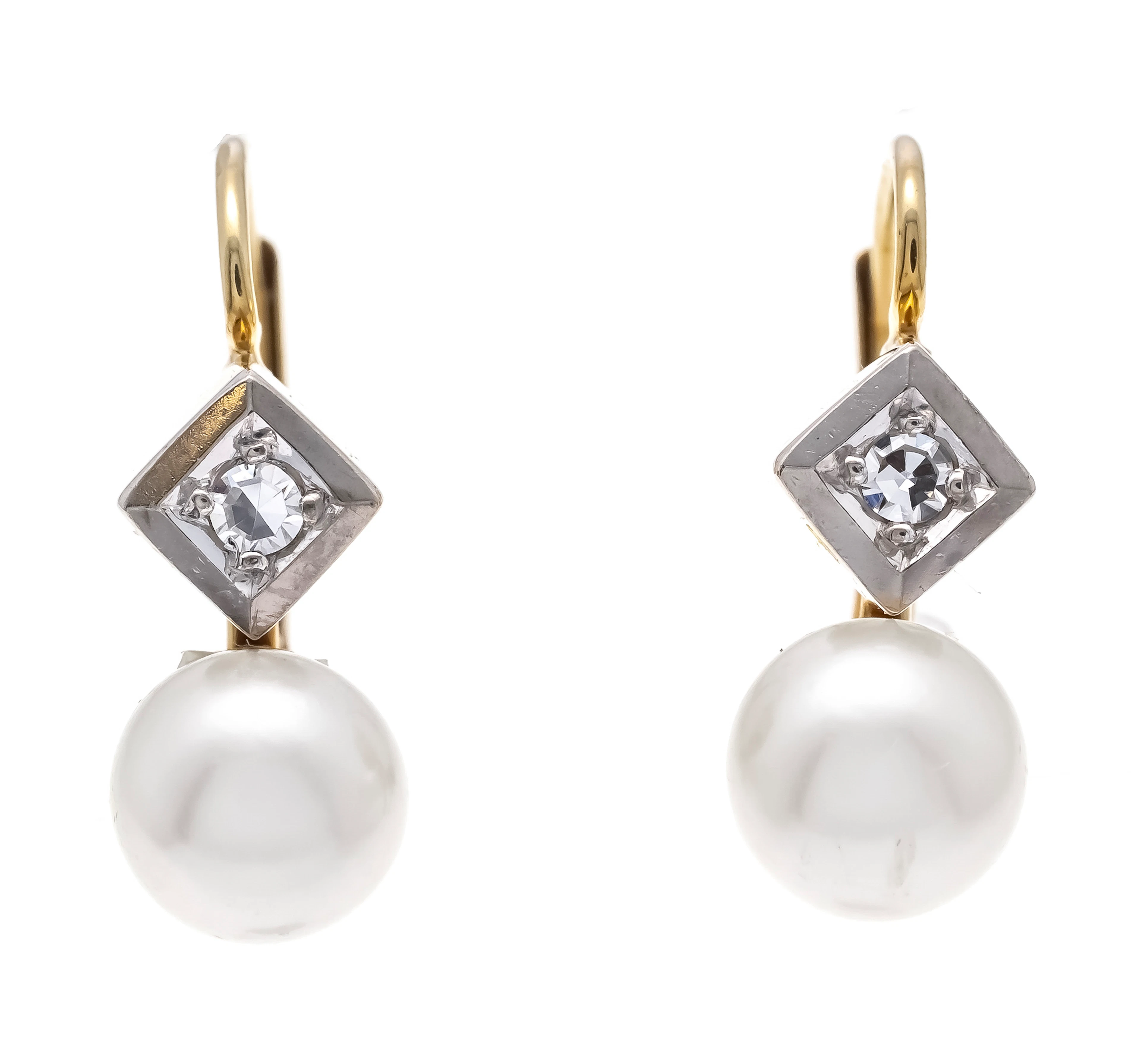 Akoya-Diamant-Ohrringe GG/WG 585/