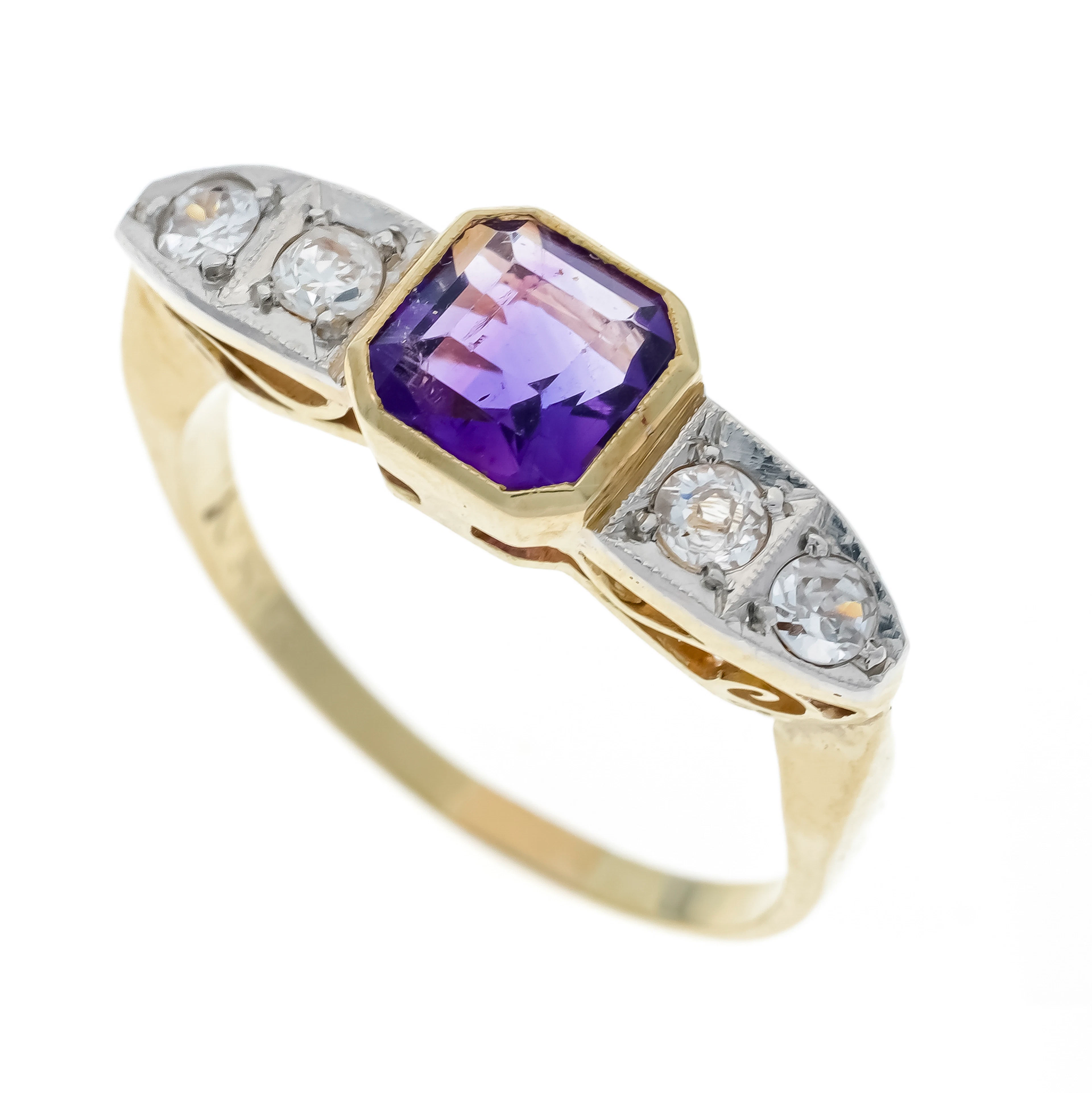 Art Déco Amethyst-Ring GG/WG 585/