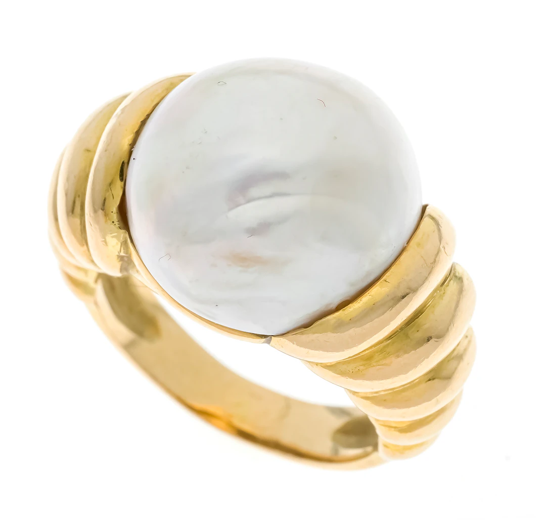Massiver Mabéperlen-Ring GG 750/0