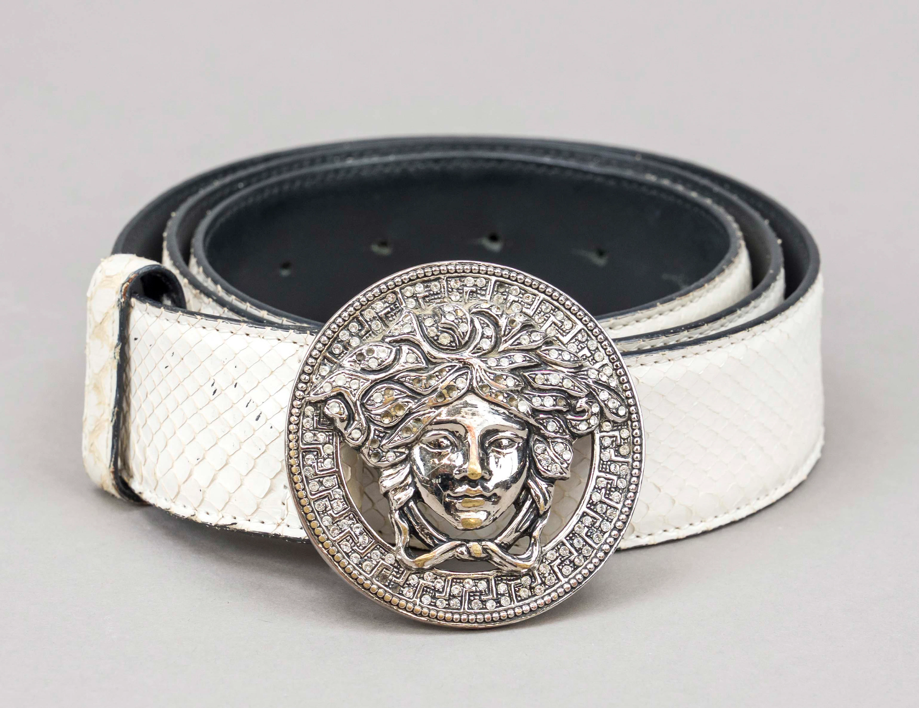 Versace, Gürtel, cremeweißes Rept