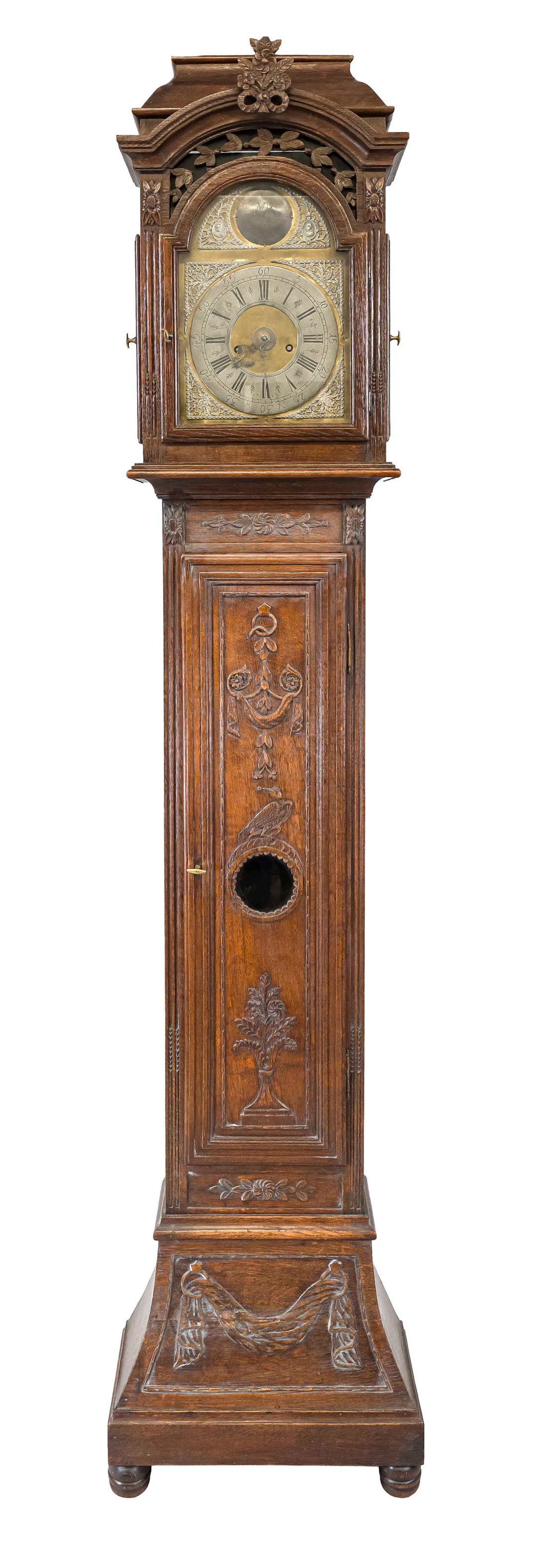 Bodenstanduhr Eiche, bez. ''MR 17