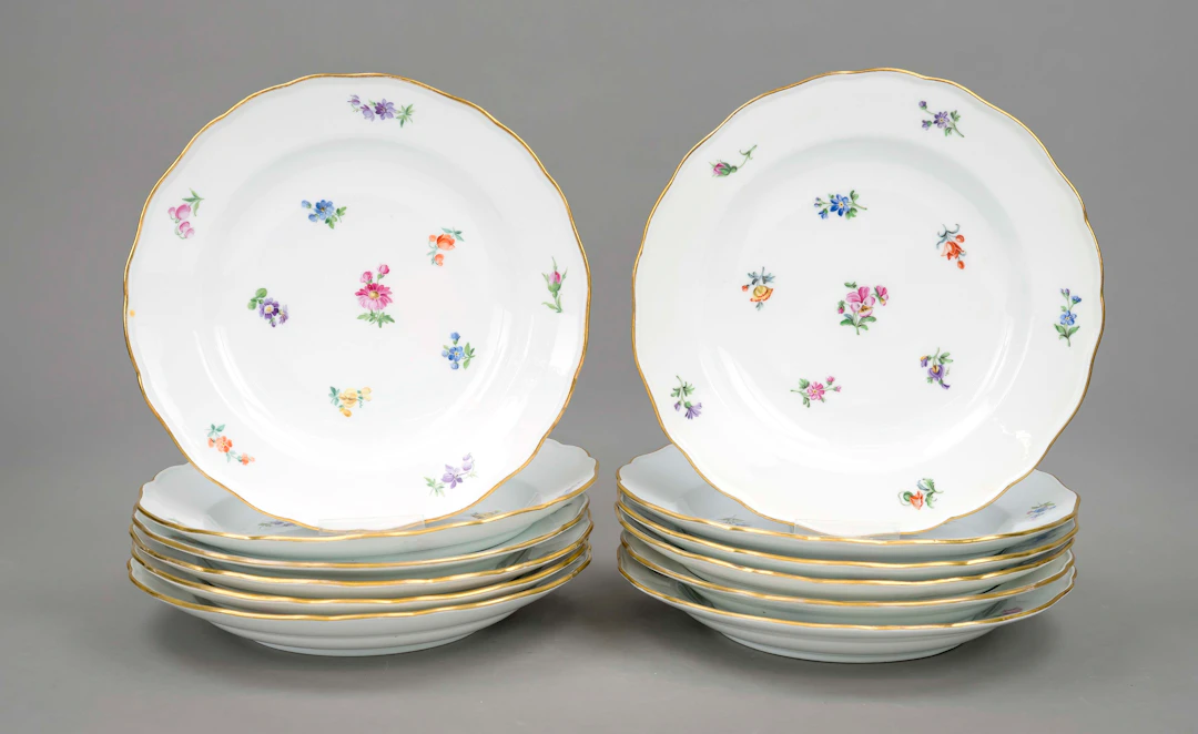 12 Speiseteller, Meissen, Knaufsc