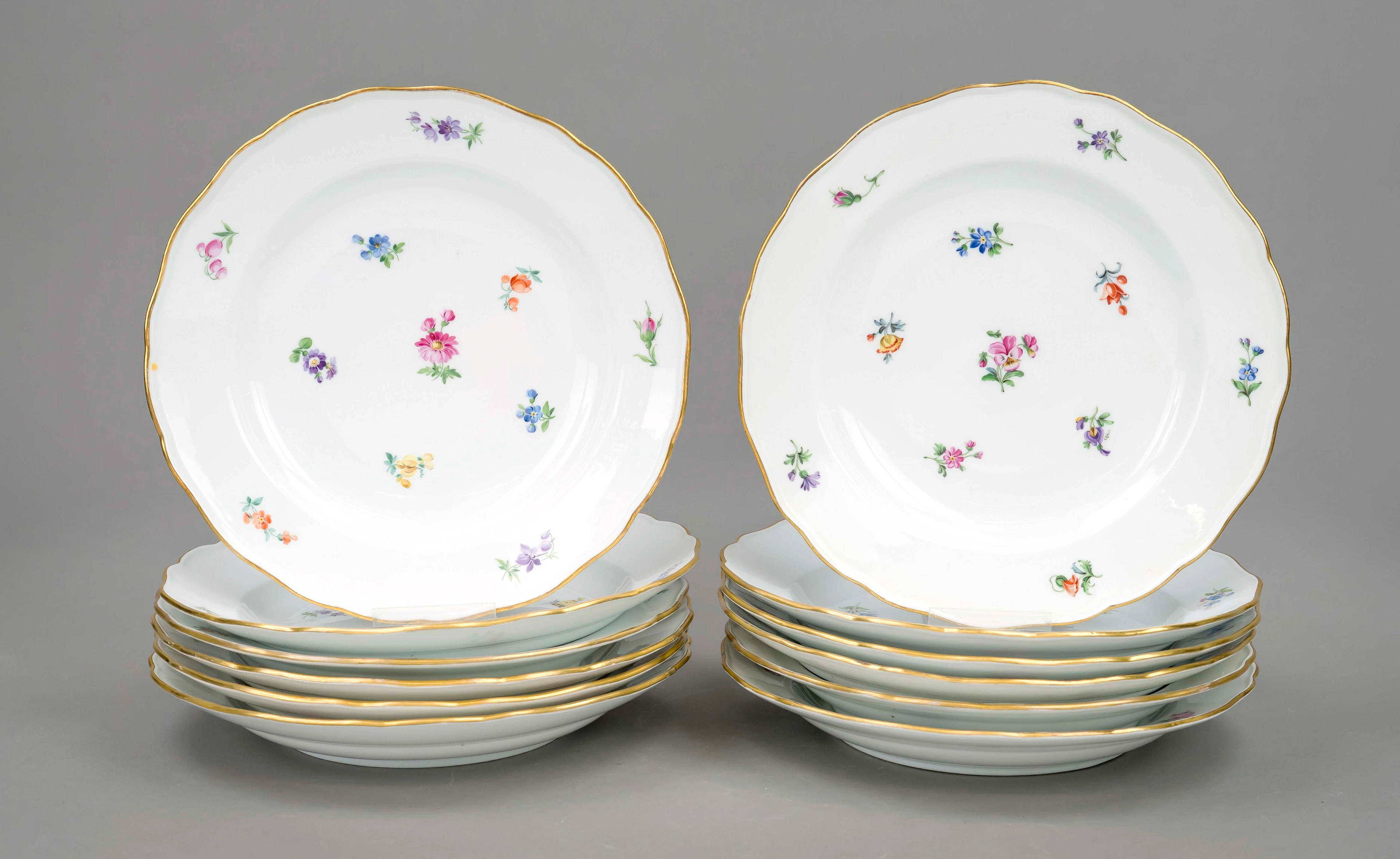 12 Speiseteller, Meissen, Knaufsc