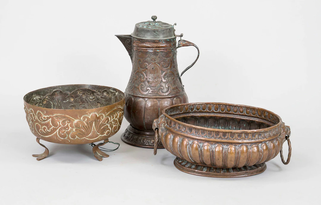 3 Teile altes Kupfer: ovale Jardi