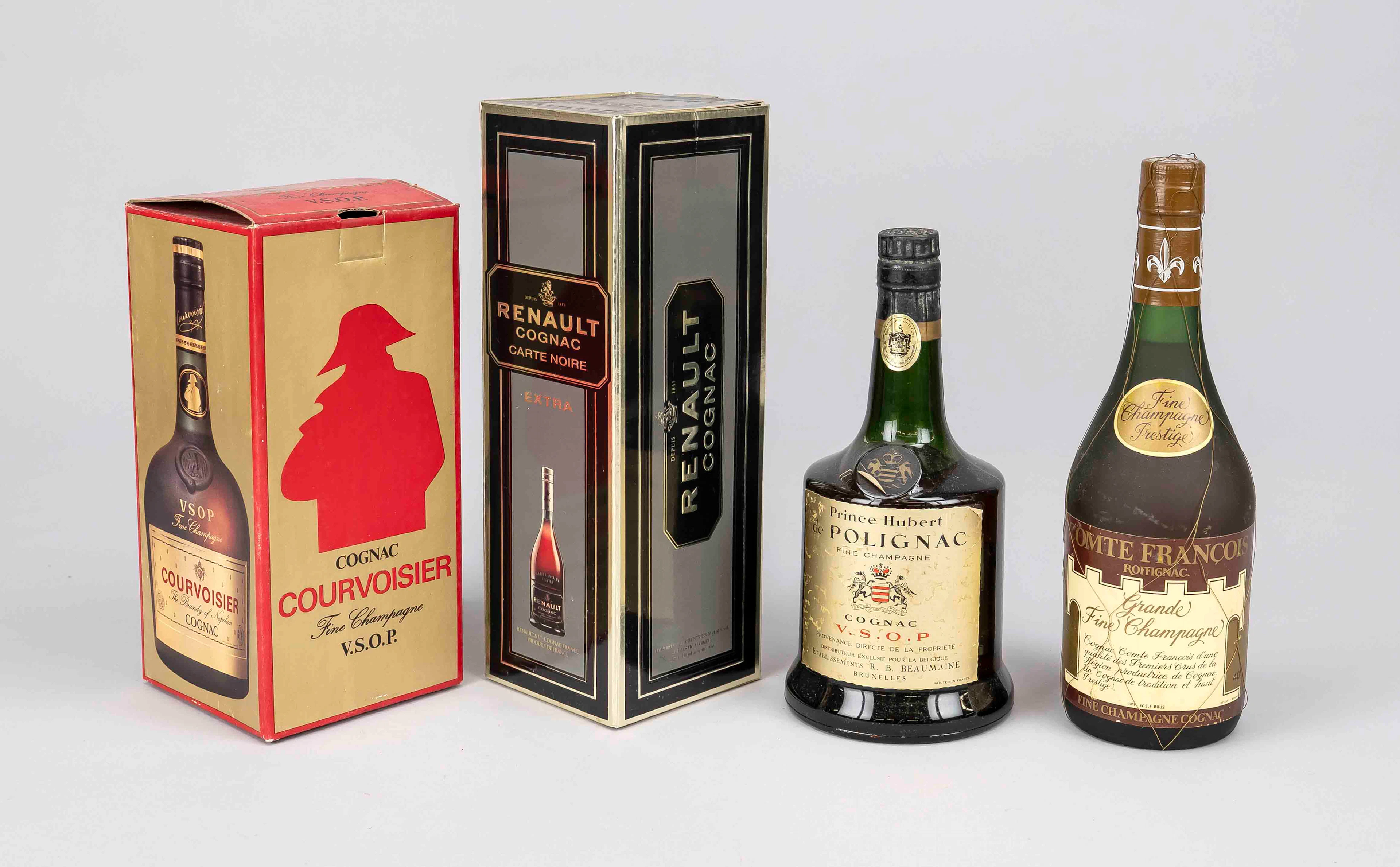 4 Flaschen Vintage Cognac, 1 x Princ