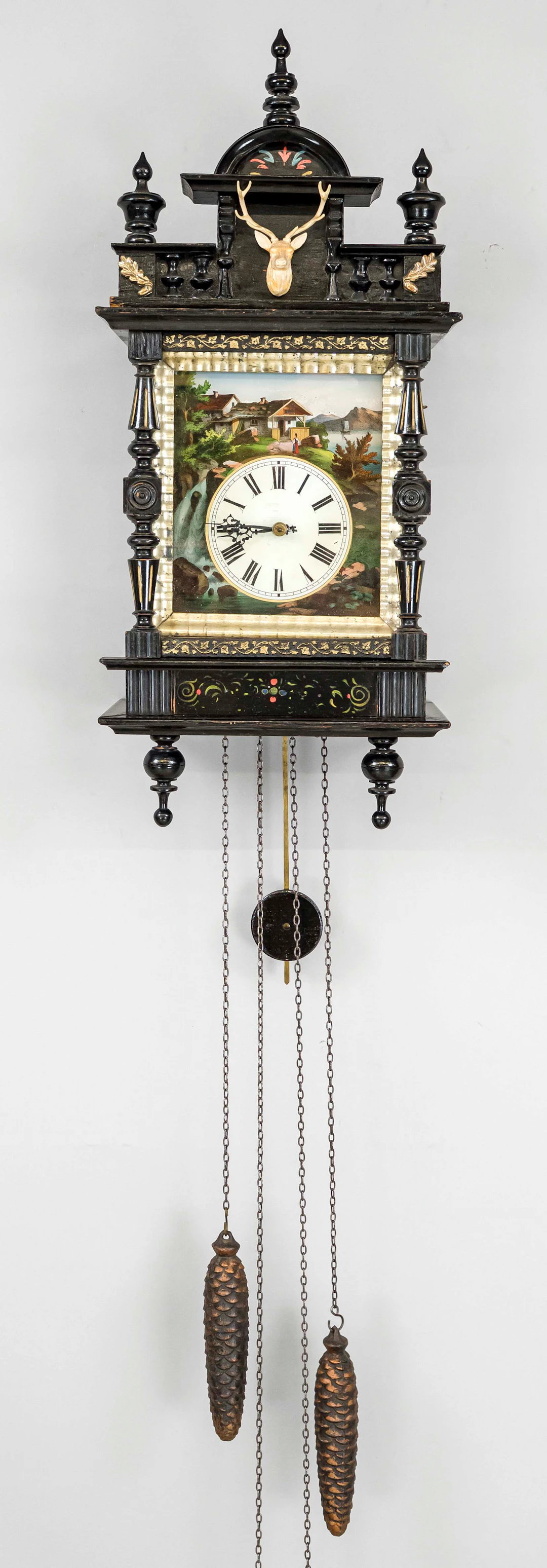 Schwarzwalduhr, um 1800, ebonisie