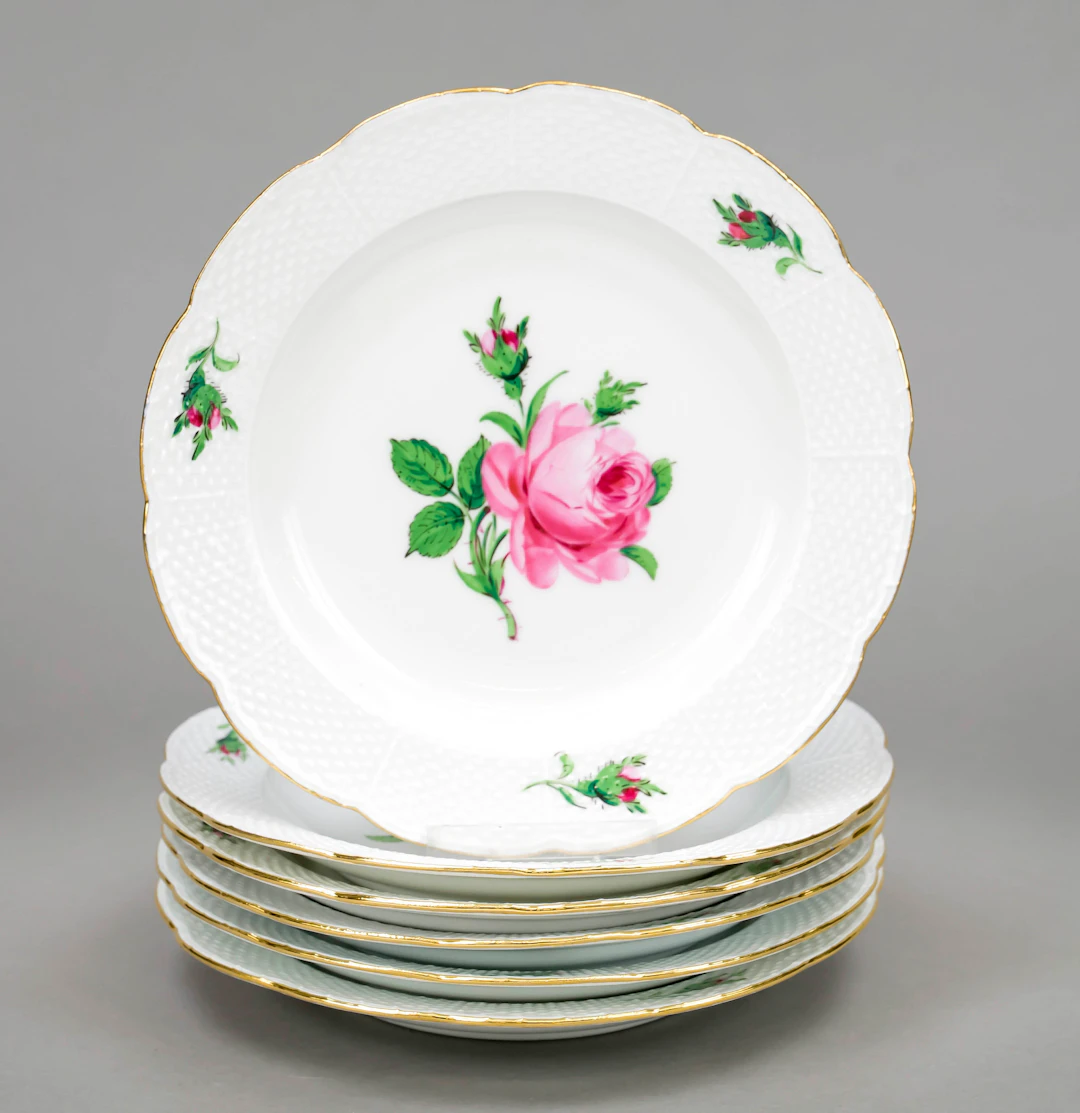Sechs Dessertteller, Meissen, Mar