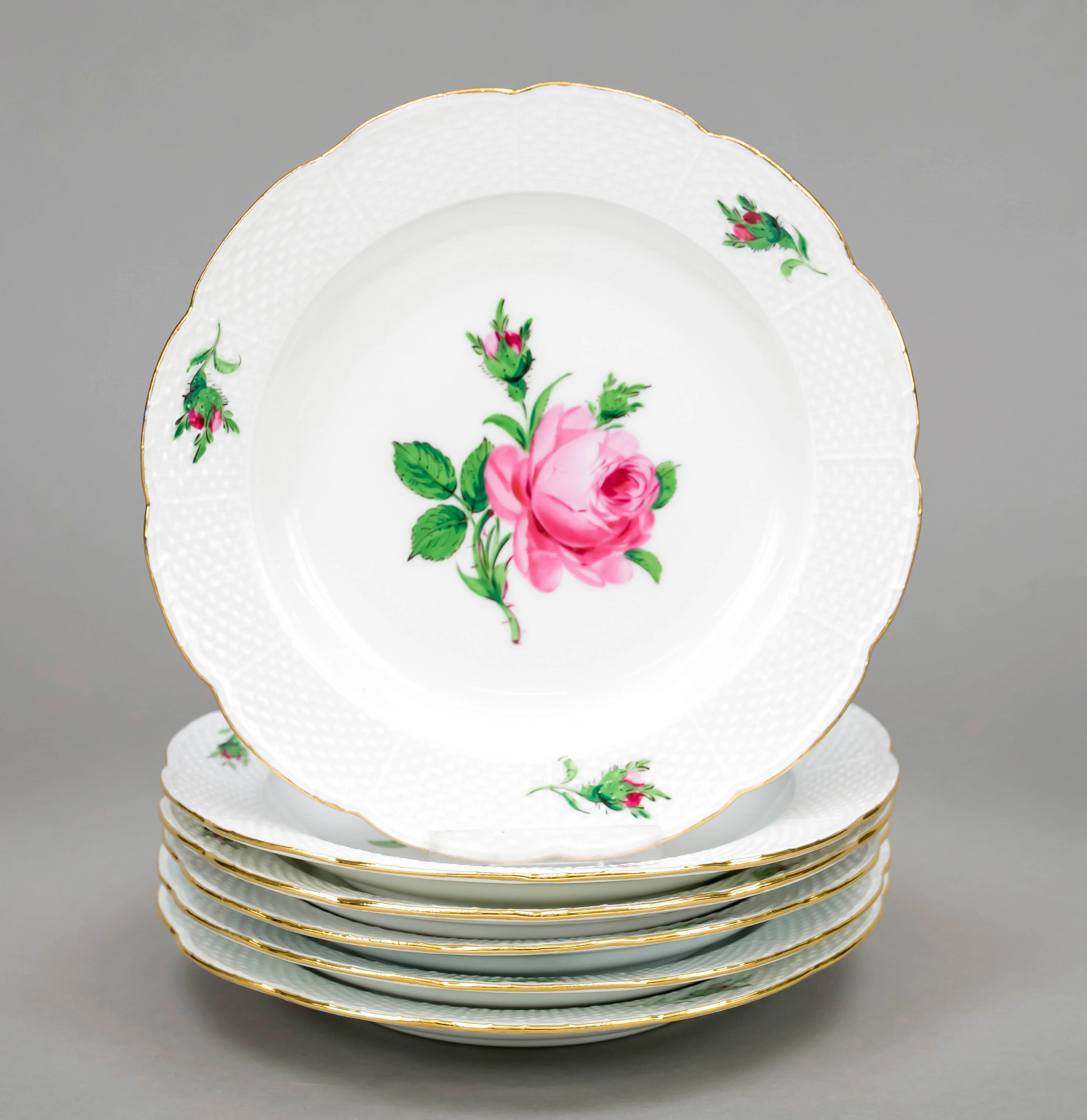Sechs Dessertteller, Meissen, Mar