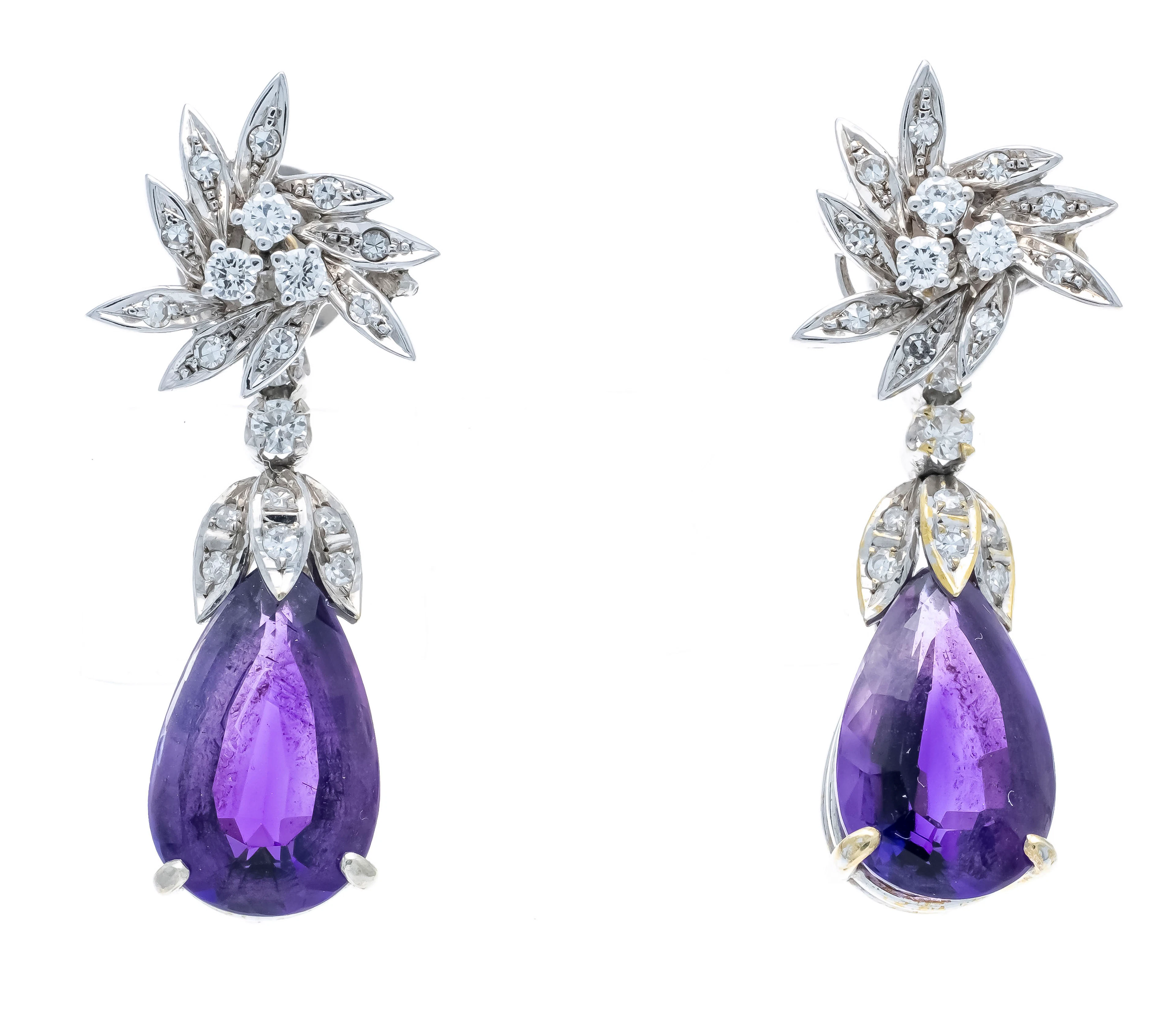 Amethyst-Brillant-Ohrstecker WG/G