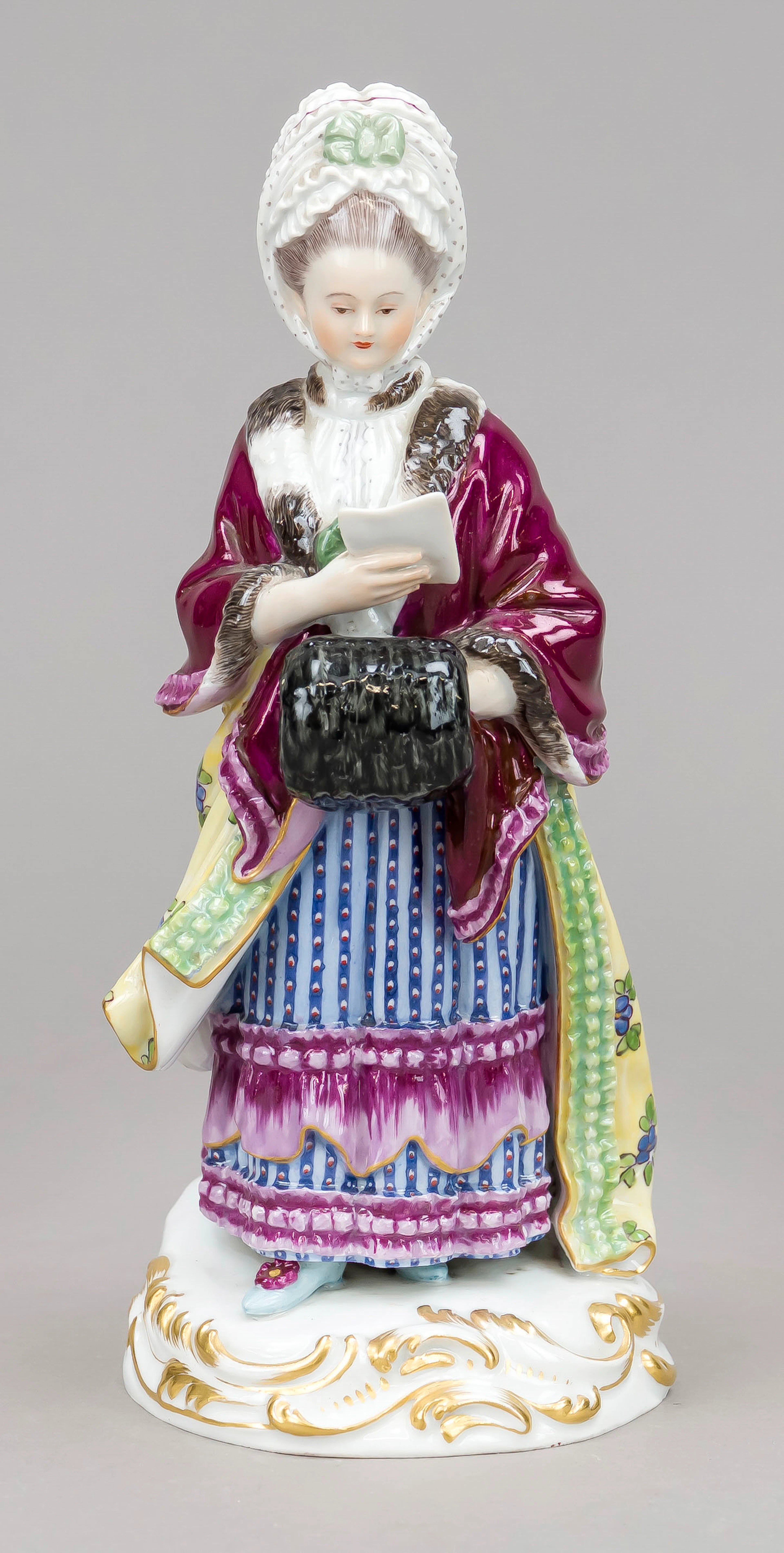 Dame mit Muff, Meissen, Knaufschw