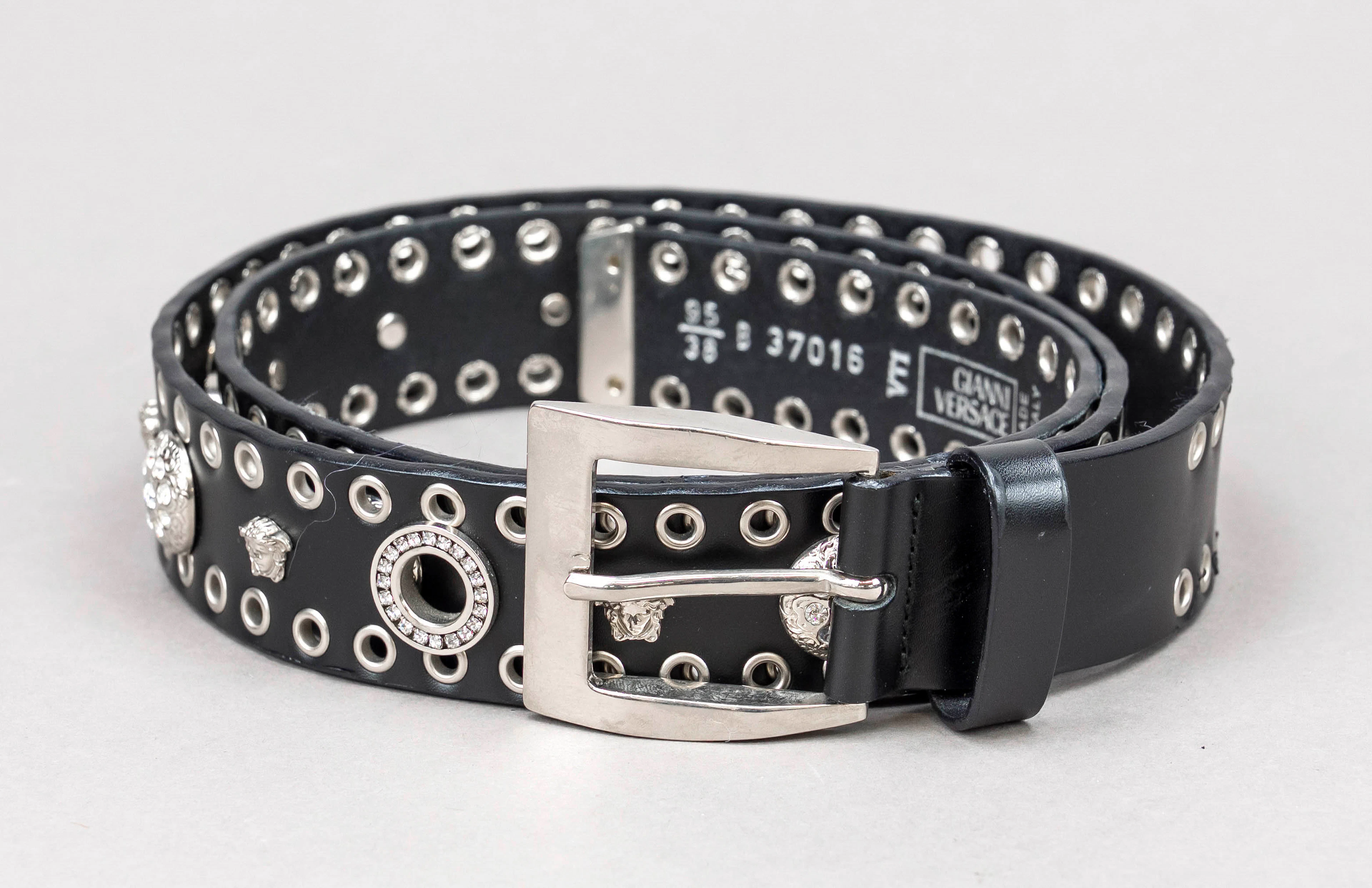 Versace, Gürtel, schwarzes Leder