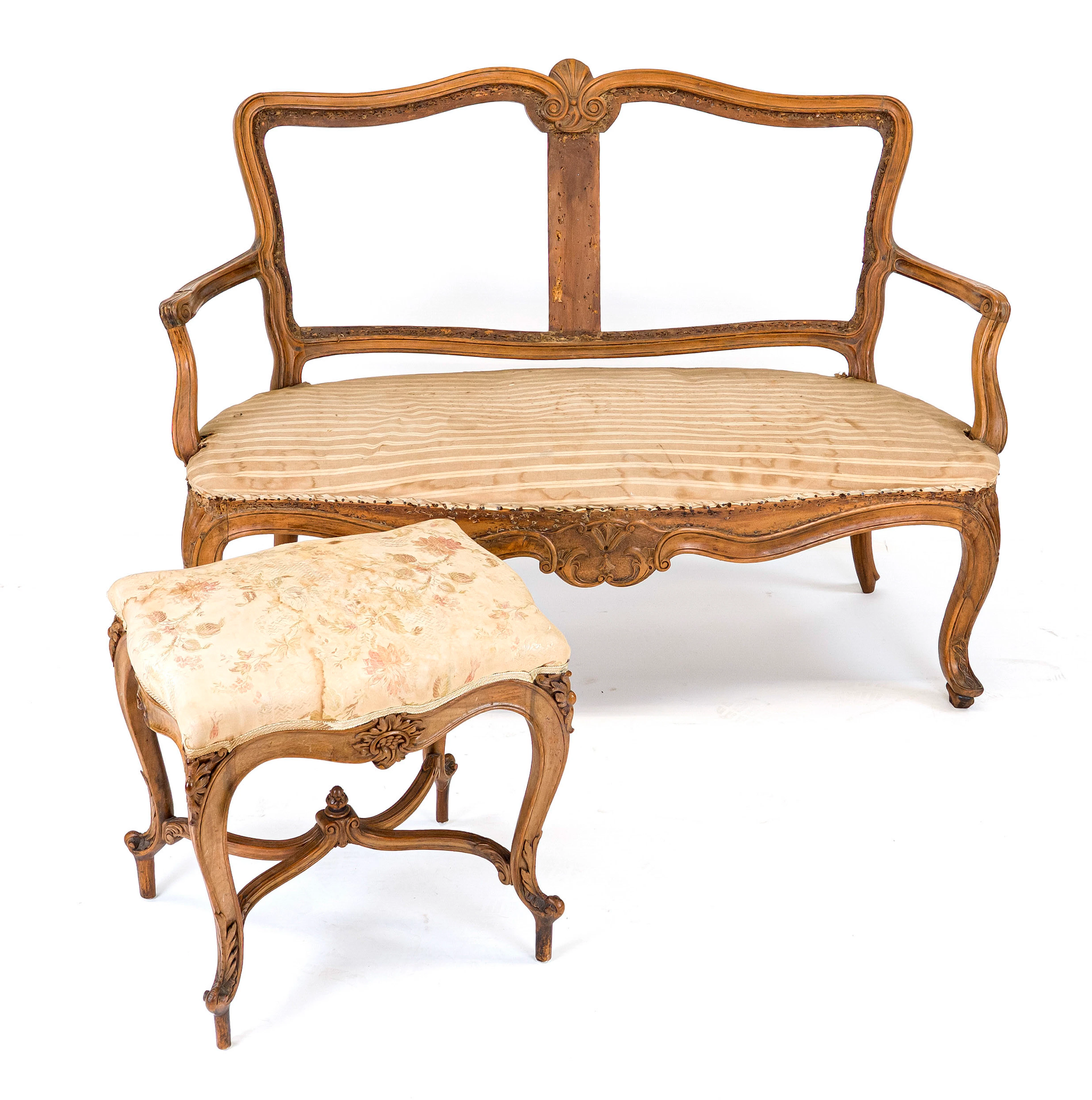 Barock-Sofa und Hocker, 18. Jh.