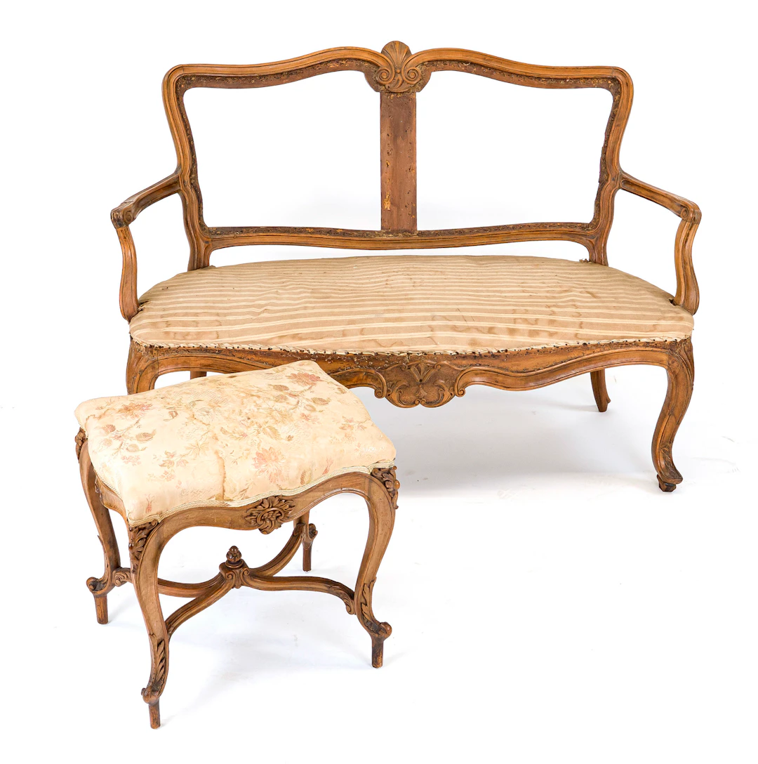Barock-Sofa und Hocker, 18. Jh.