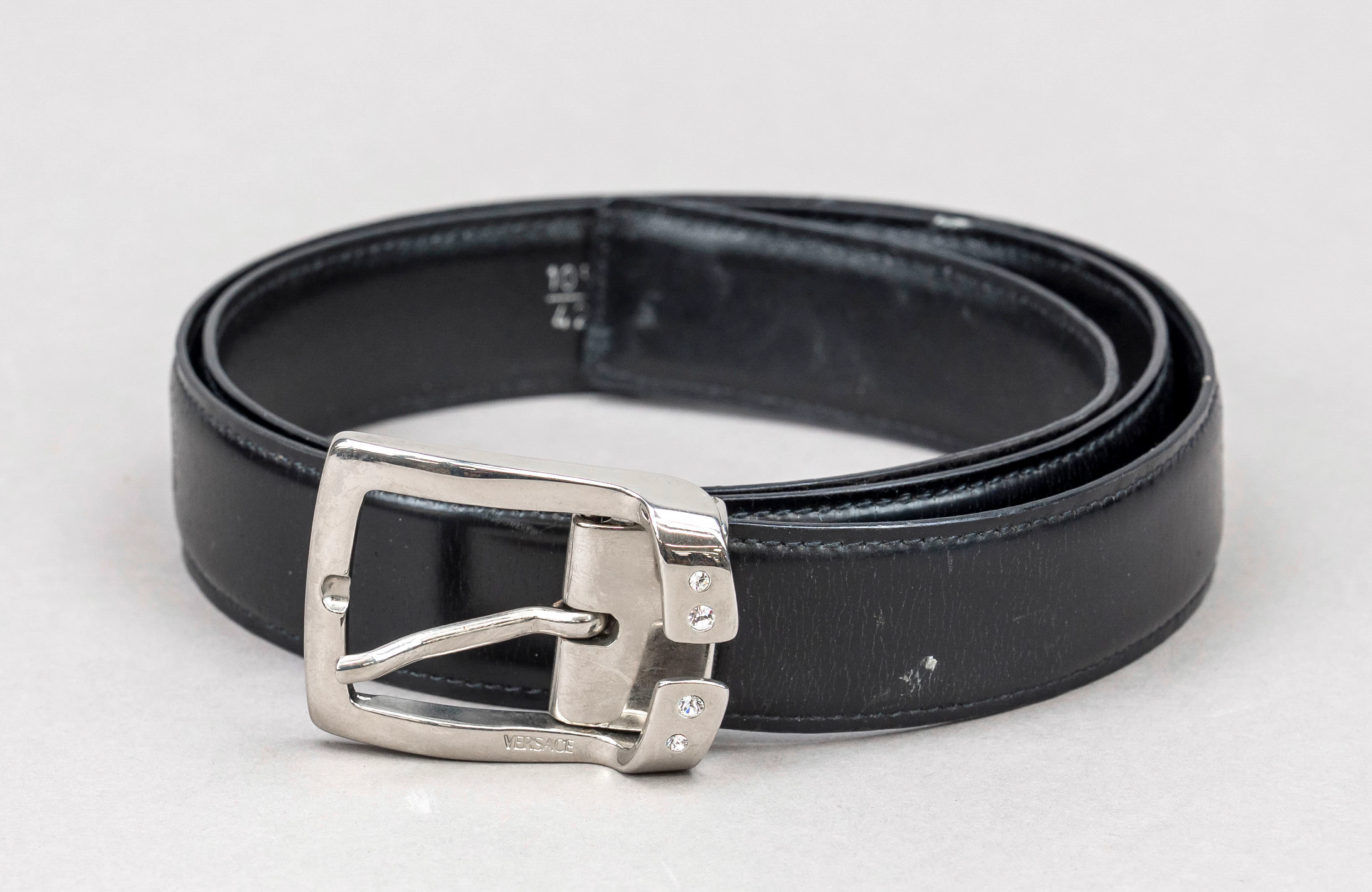 Versace, Gürtel, schwarzes Leder
