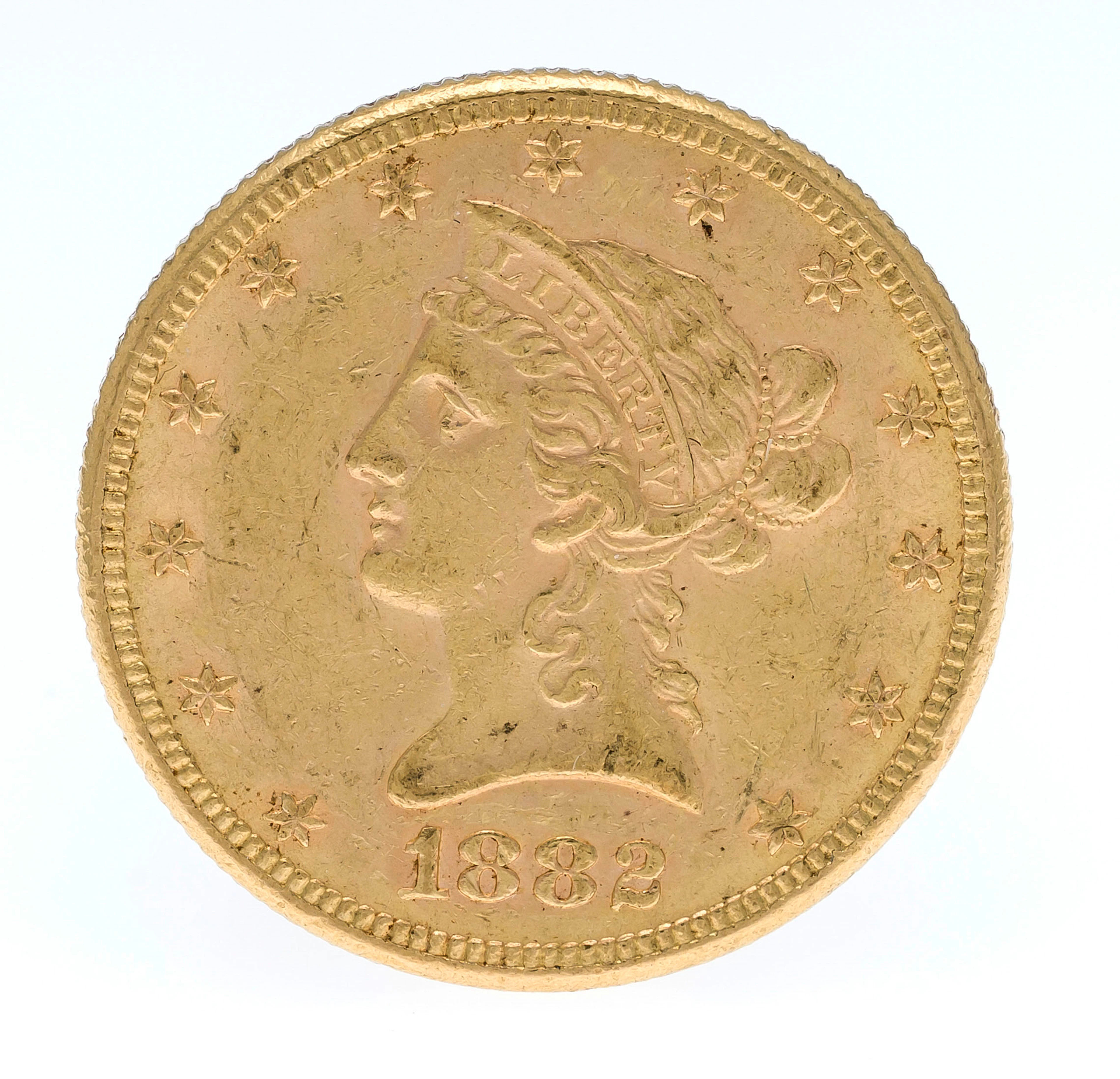 Goldmünze 1882 Ten Dollars, Liber