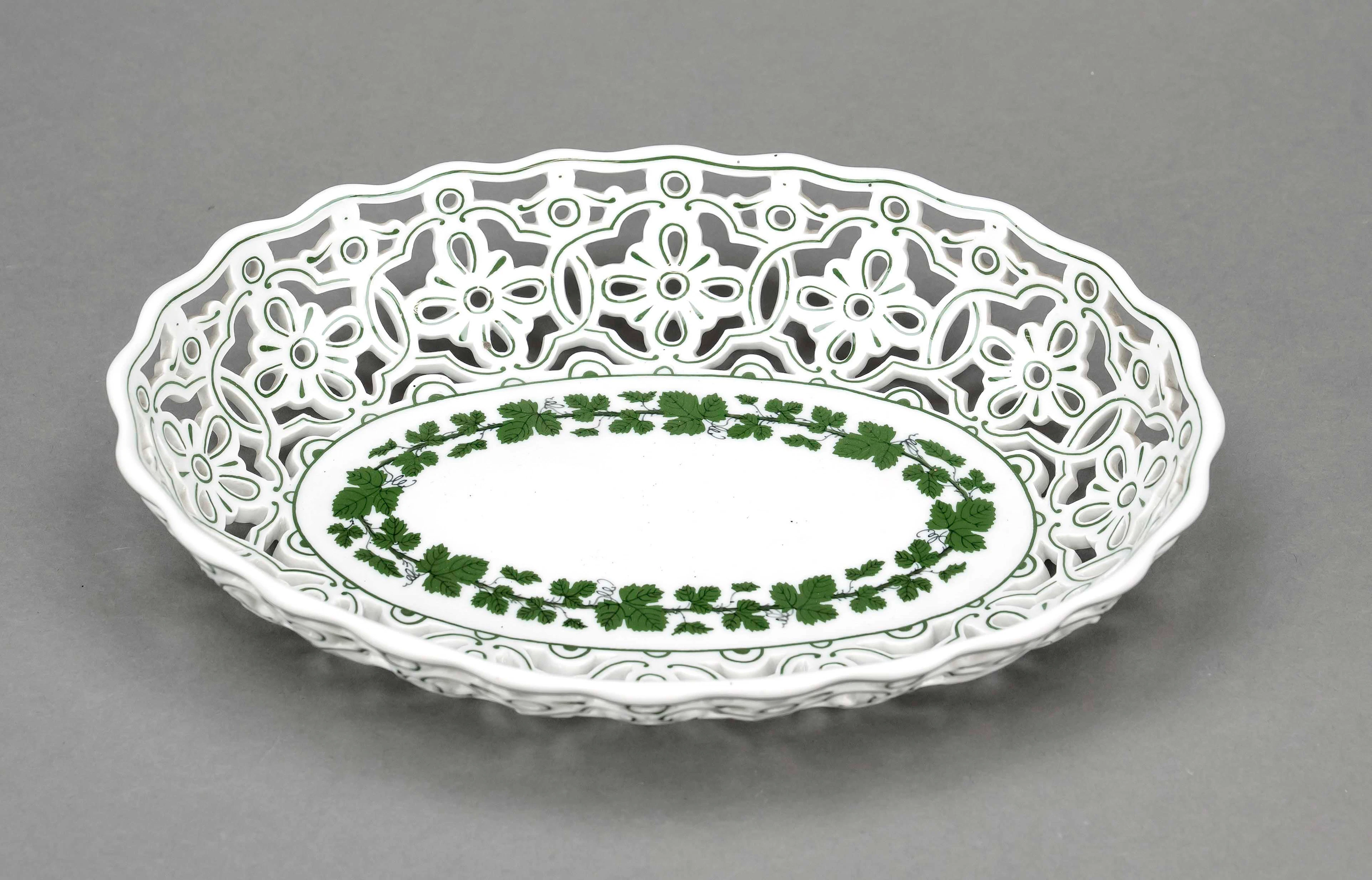 Ovale Korbschale, Meissen, golden