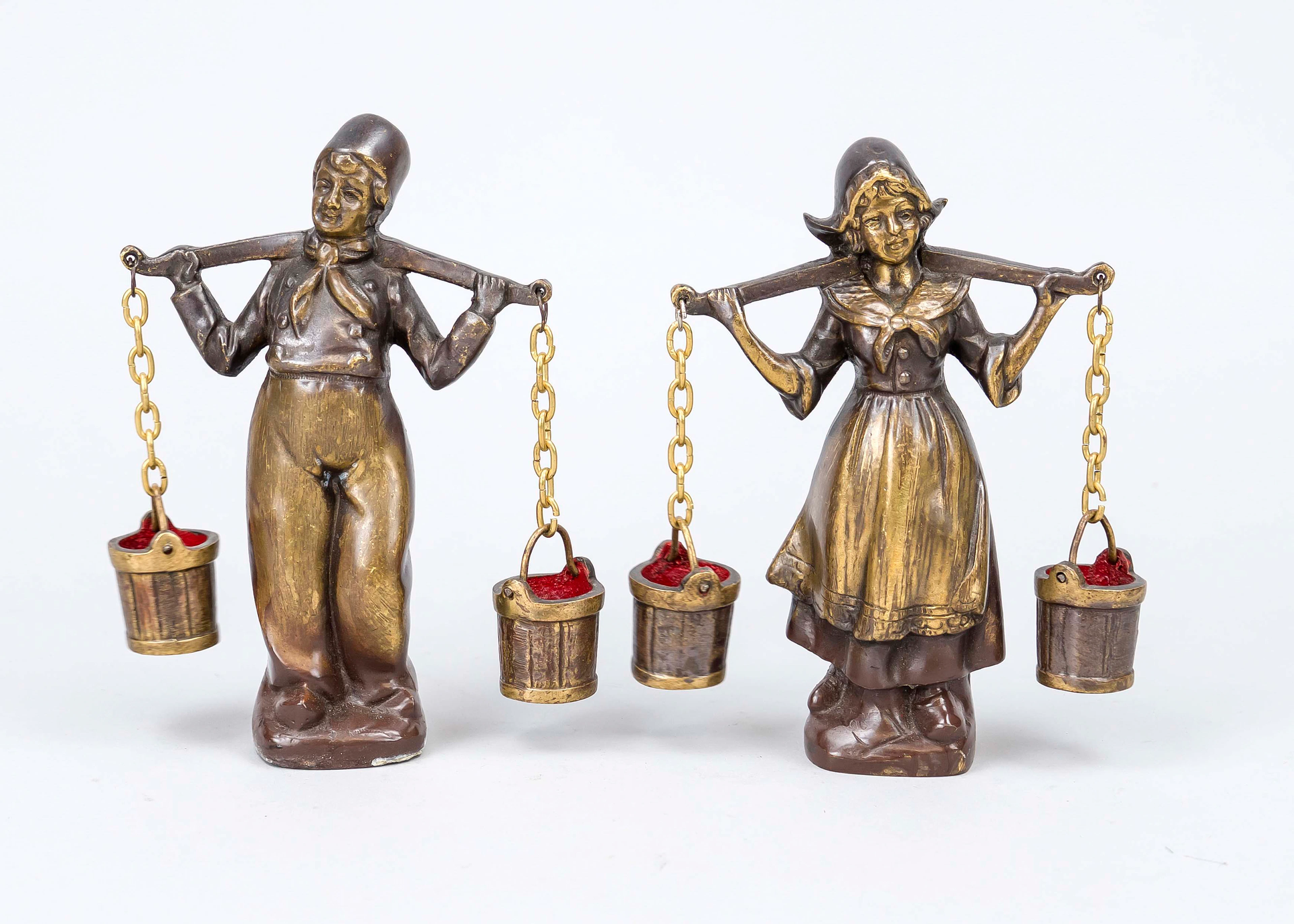 Paar Bronzefiguren, 20. Jh., voll