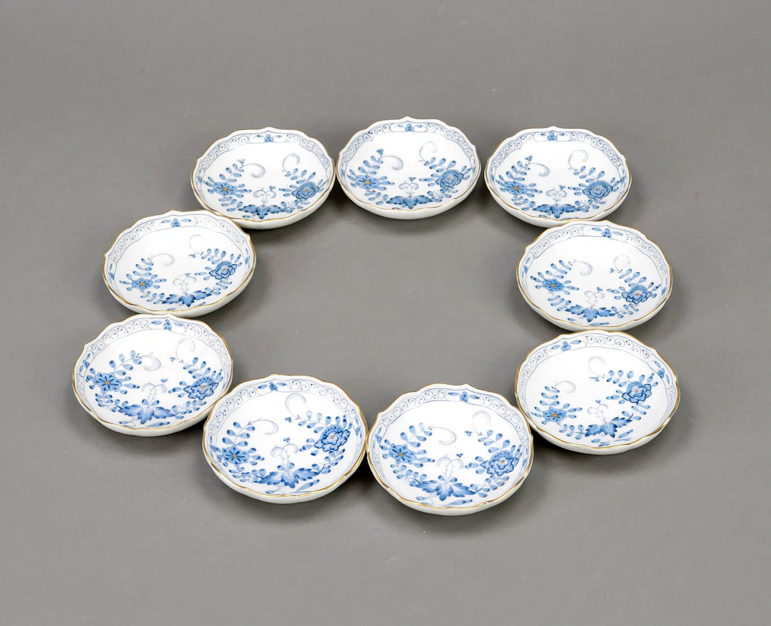 9 Konfektschälchen, Meissen, Mar