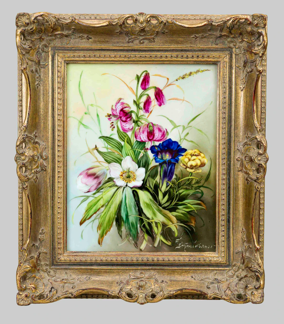Porzellanbild '' Alpenblumen'', r