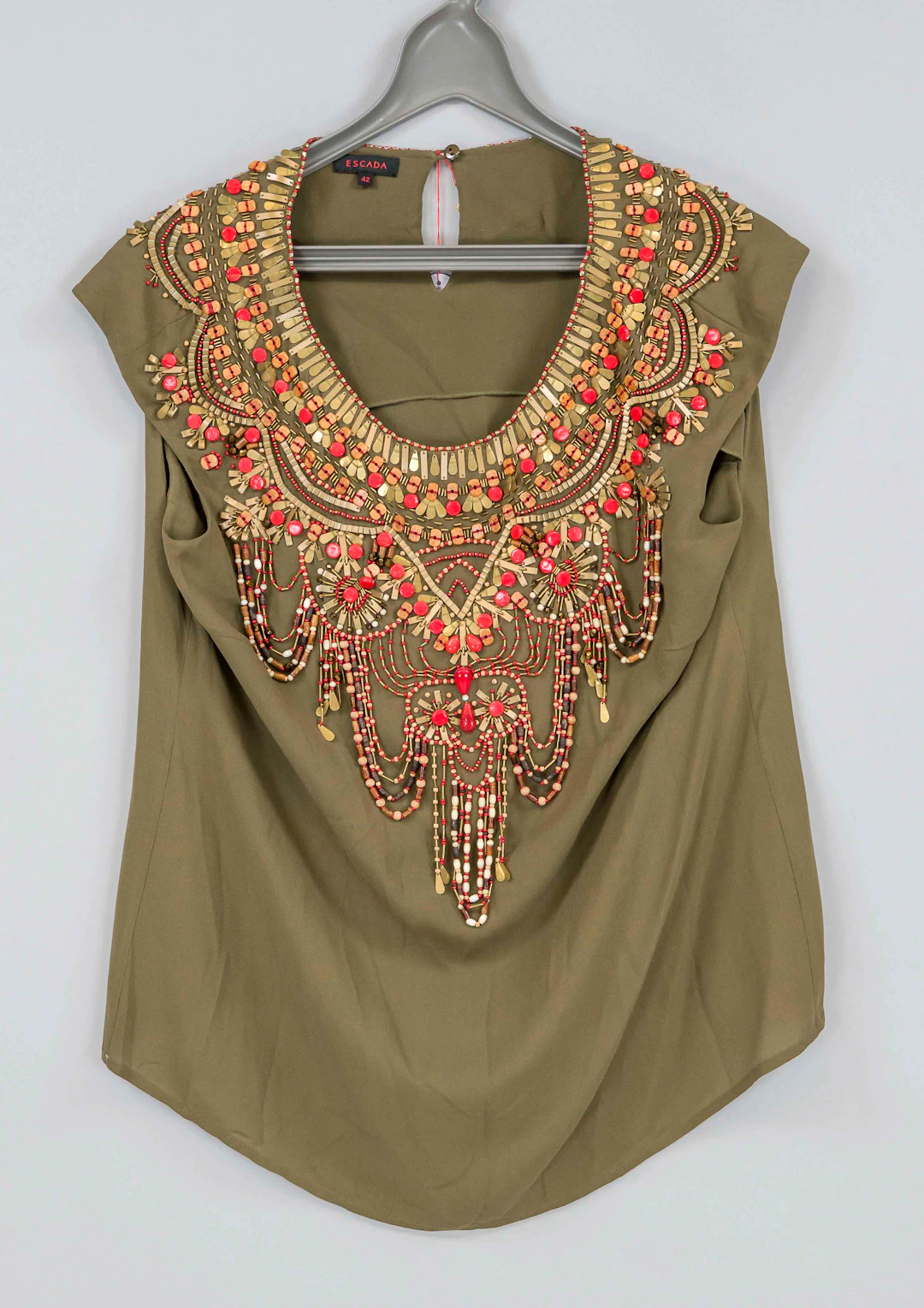 Escada, olivgrünes ärmelloses Top