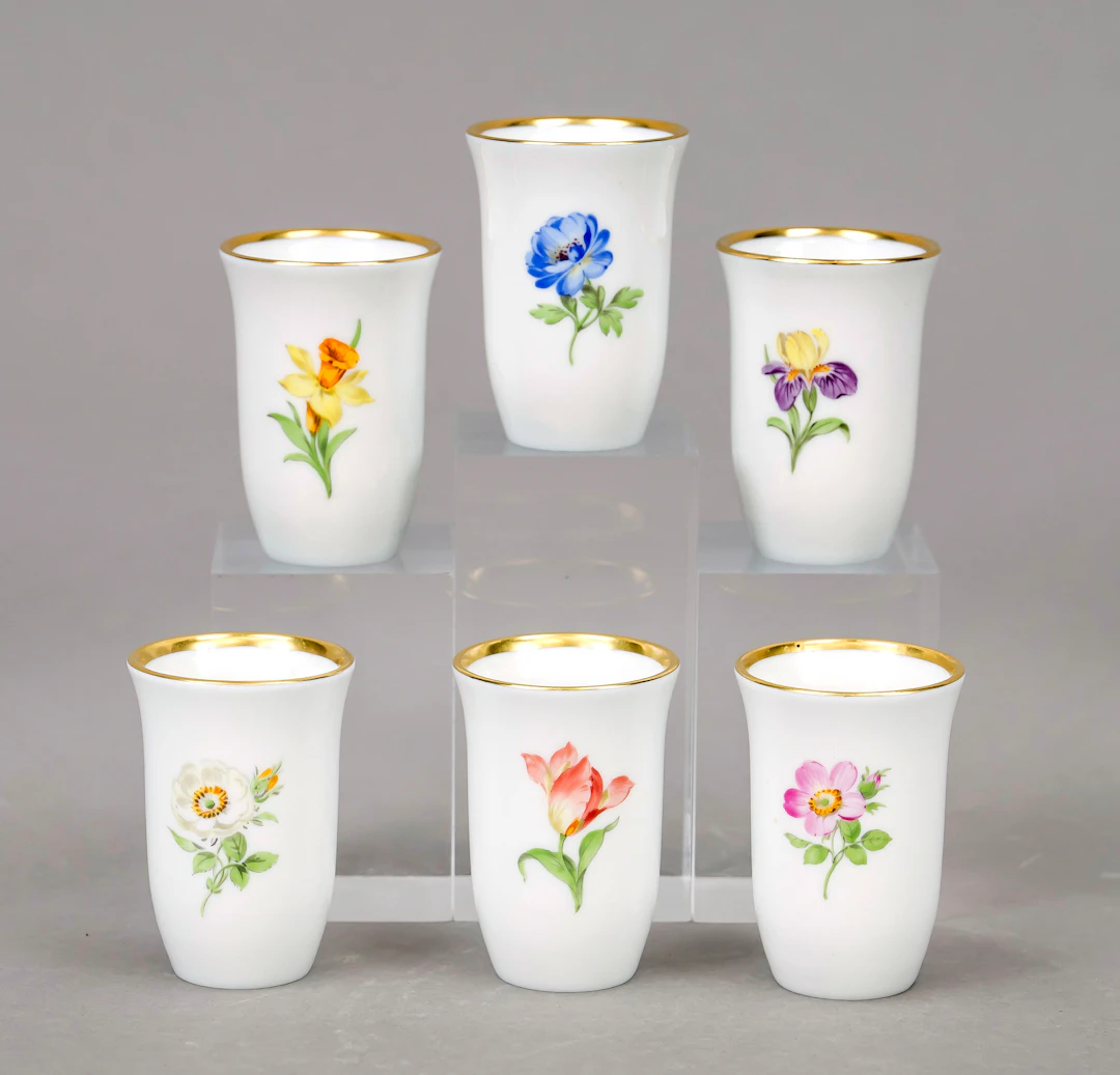 Sechs Schnapsbecher, Meissen, Son