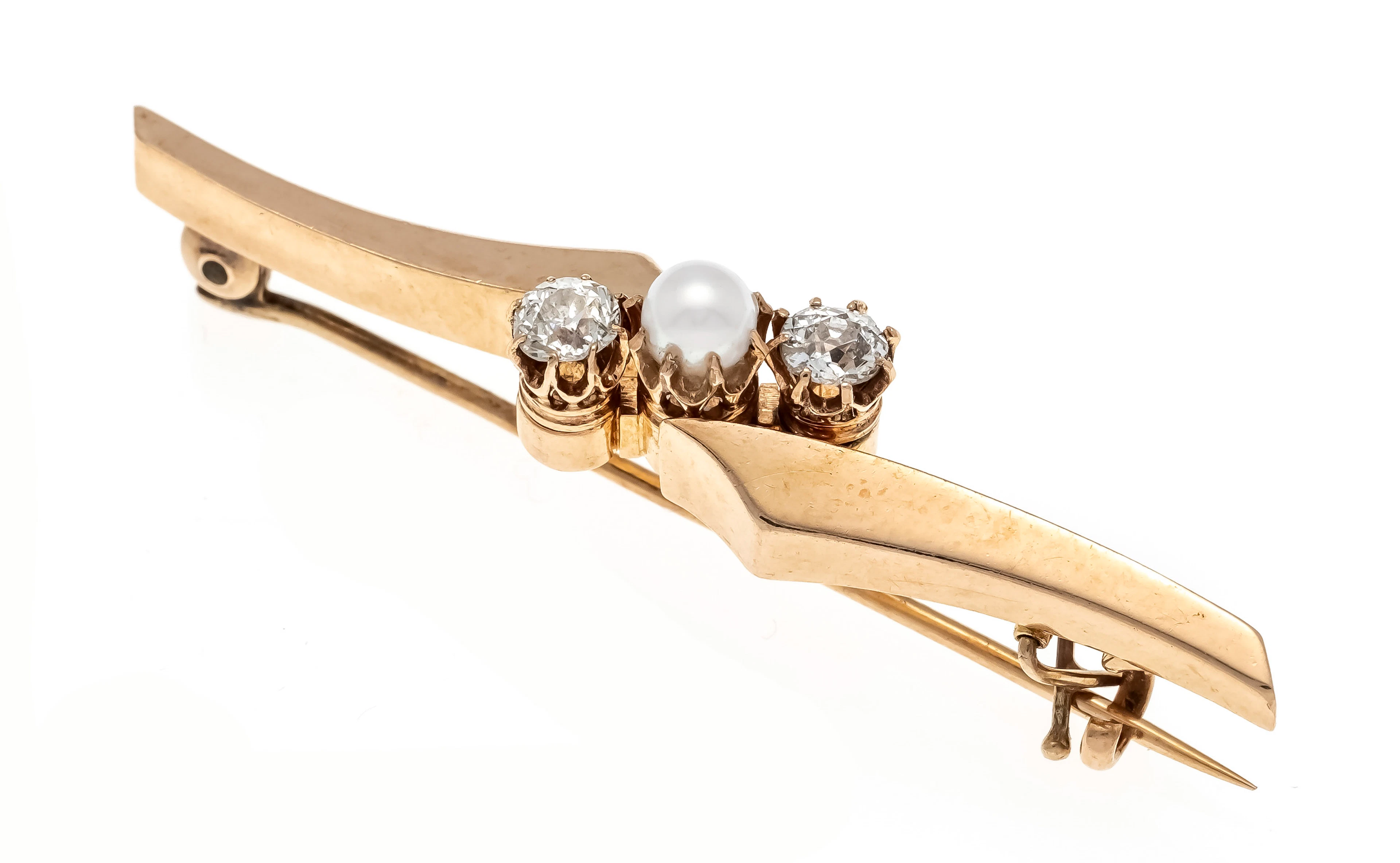 Diamant-Perlen-Brosche um 1900 RG