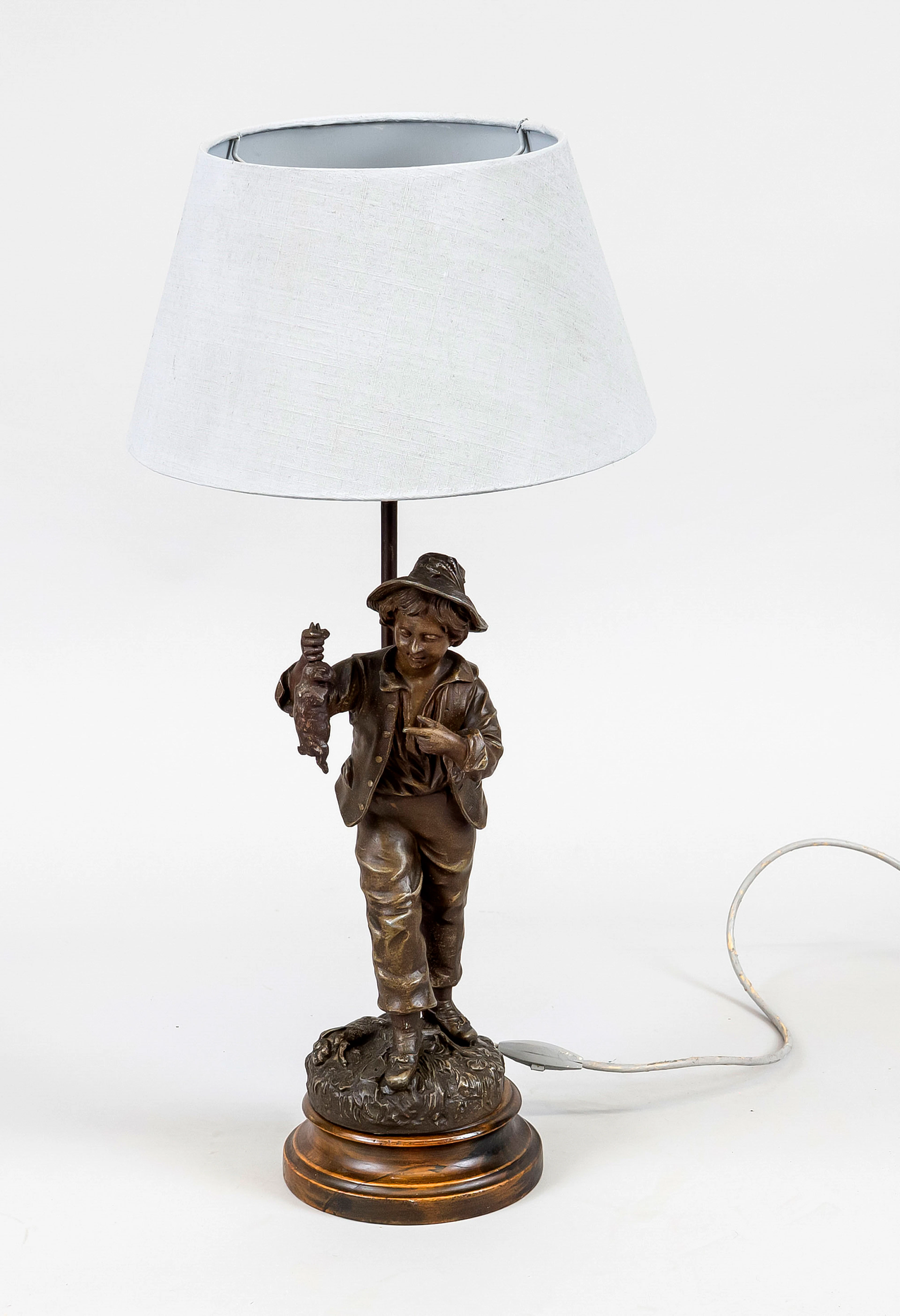 Figürliche Lampe, 20. Jh., Zinngu