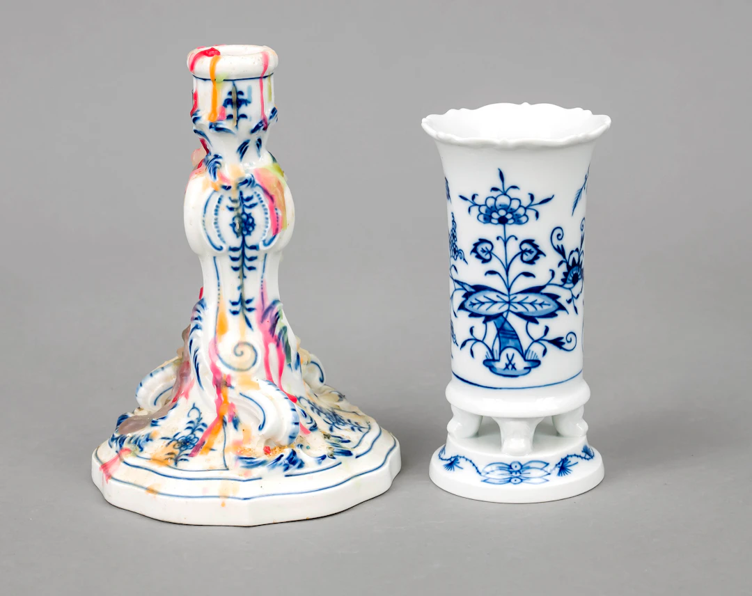 Kerzenleuchter u. Vase, Meissen