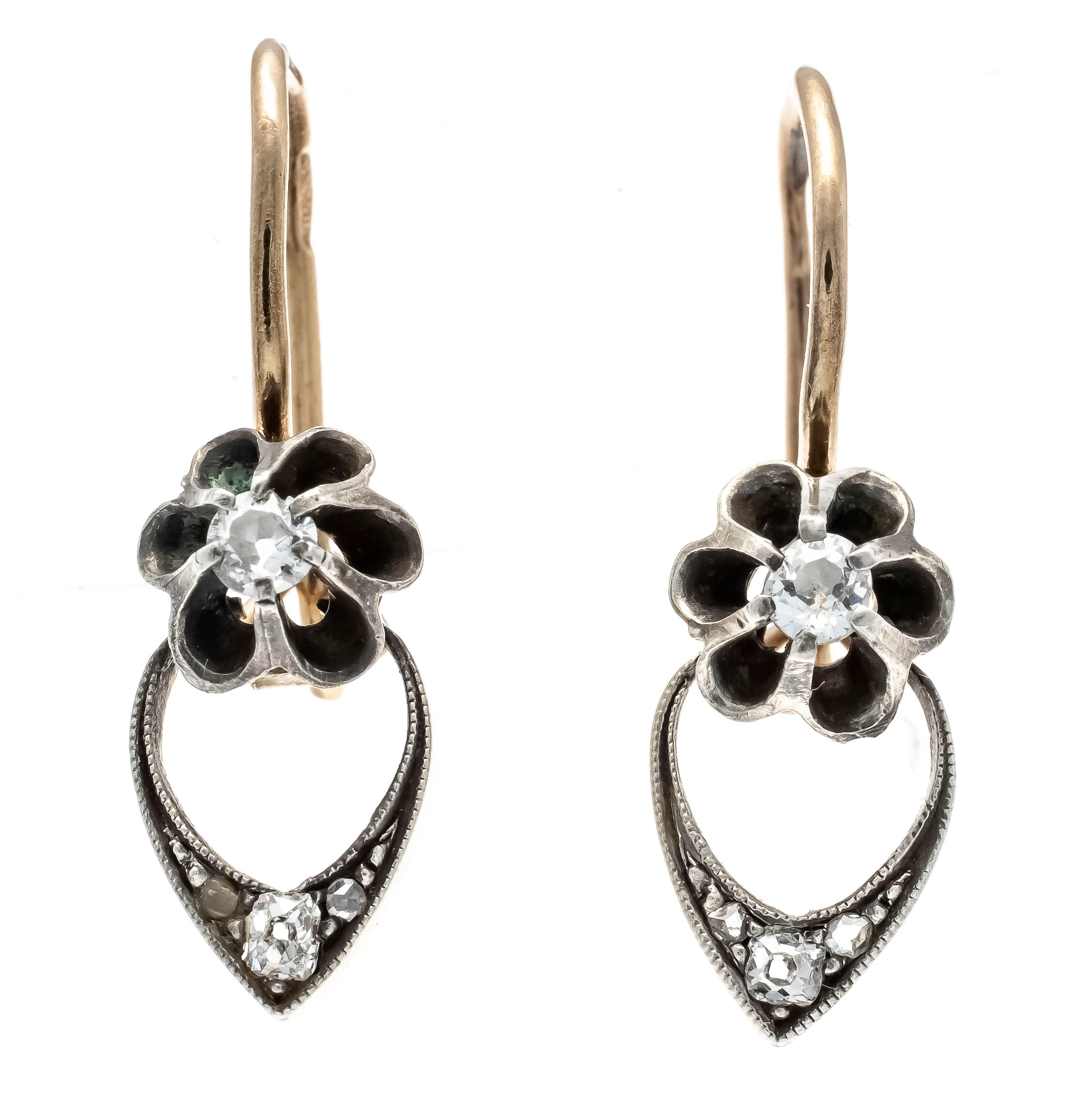 Florale Altschliff-Diamant-Ohrring