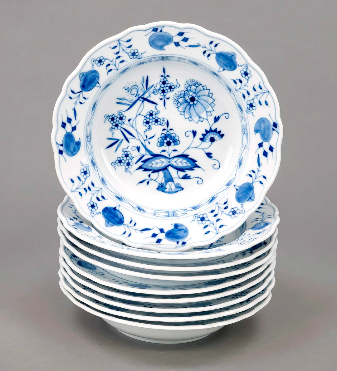 Neun Suppenteller, Meissen, Marke
