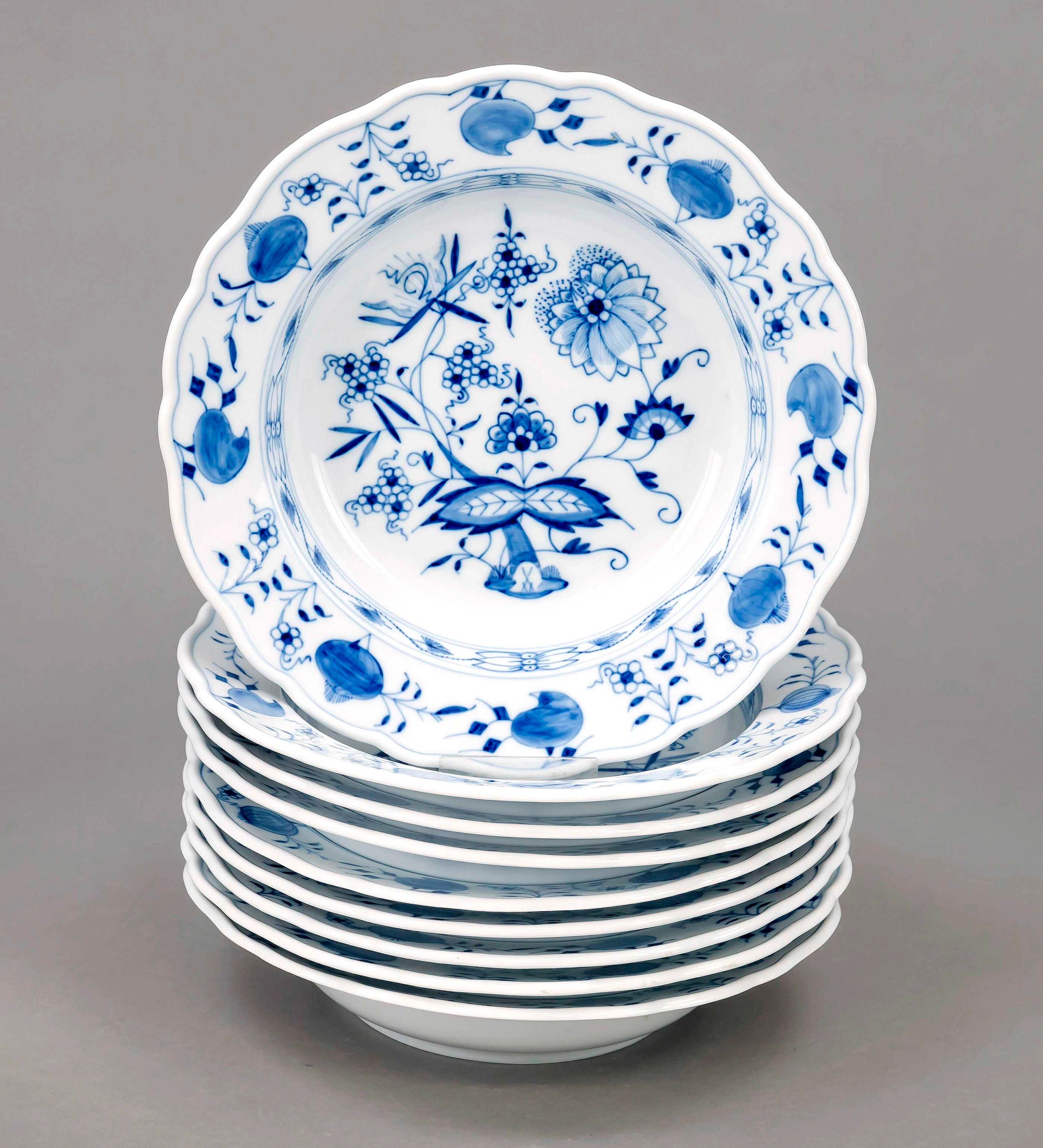 Neun Suppenteller, Meissen, Marke
