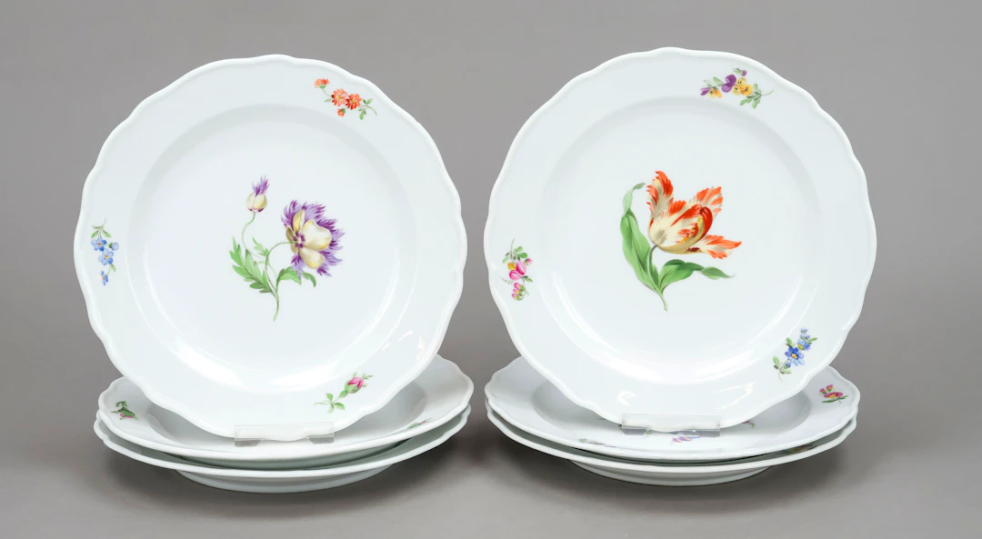 Sechs Dessertteller, Meissen, 20.