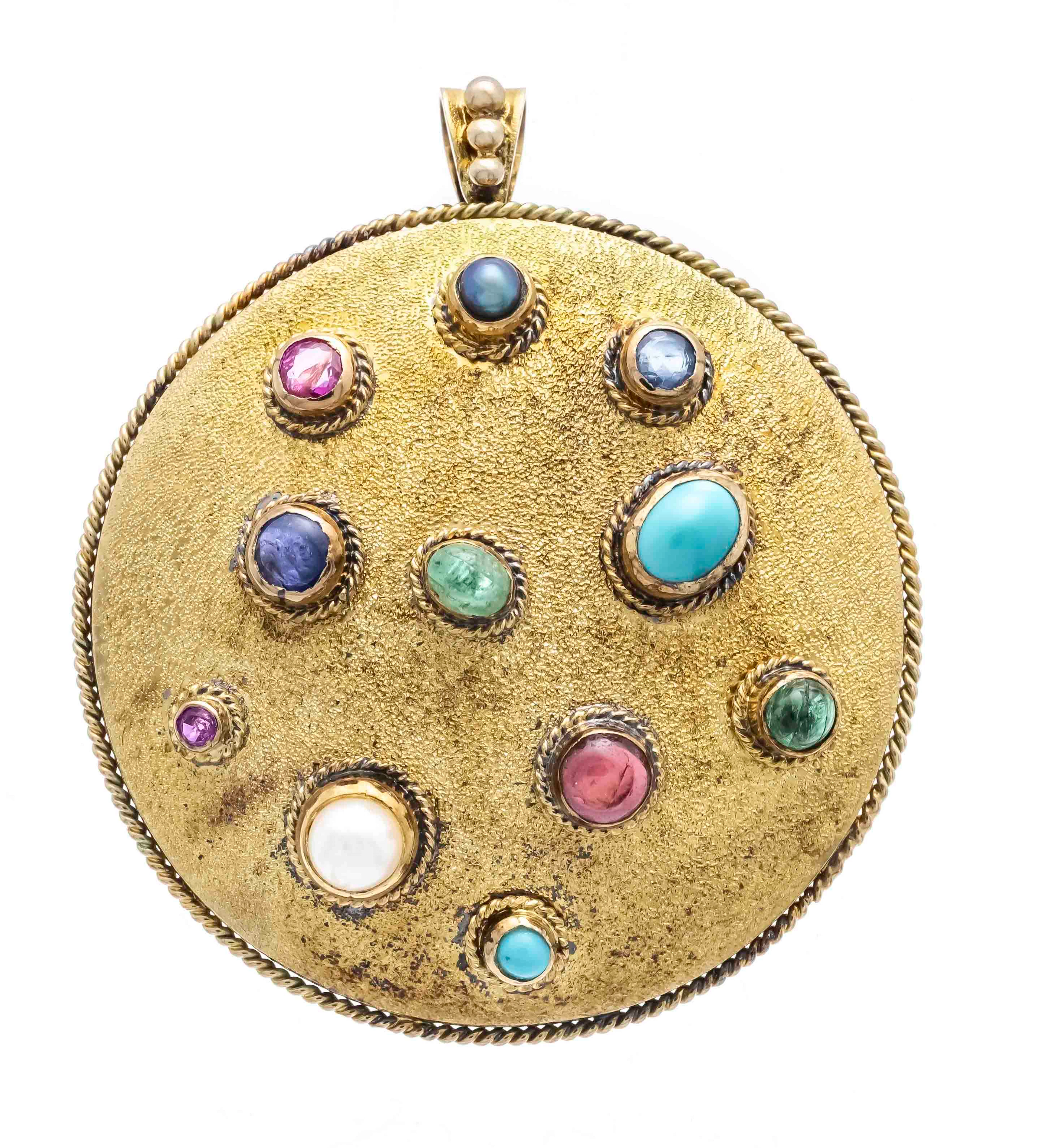 Runde Multicolor Schild-Brosche /