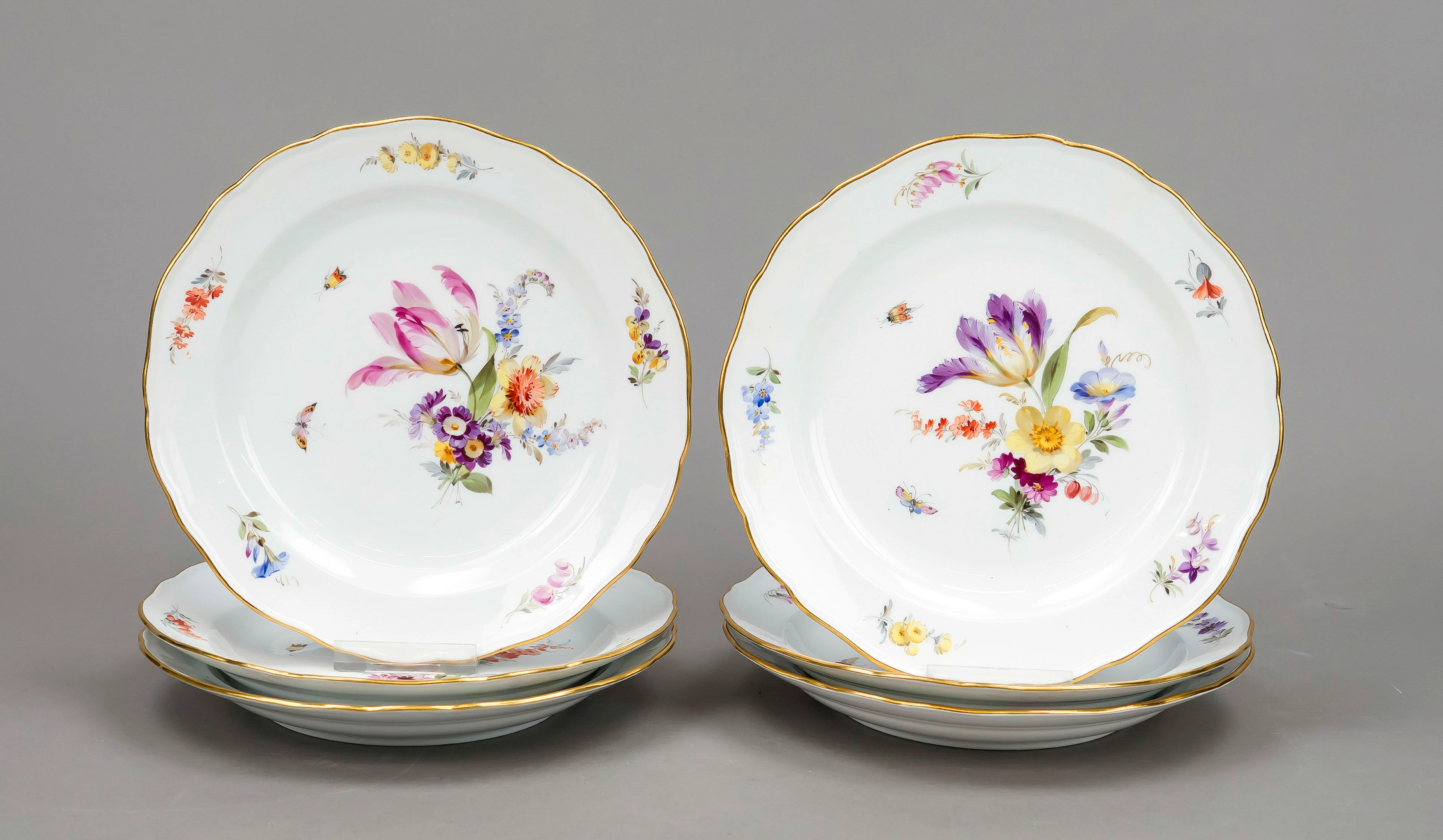 Sechs Dessertteller, Meissen, Kna