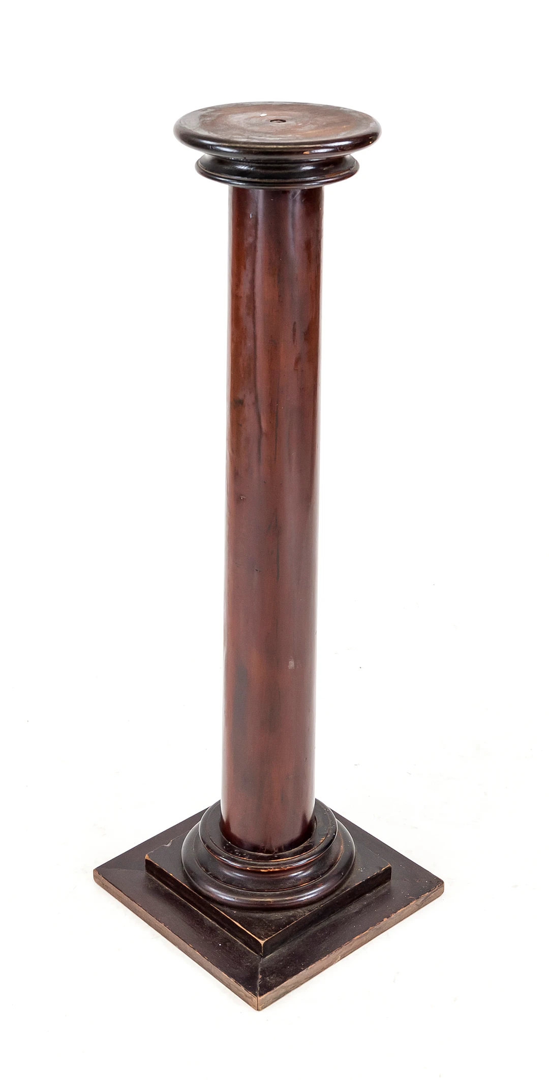 Säule, um 1900, dunkles Holz. Gla