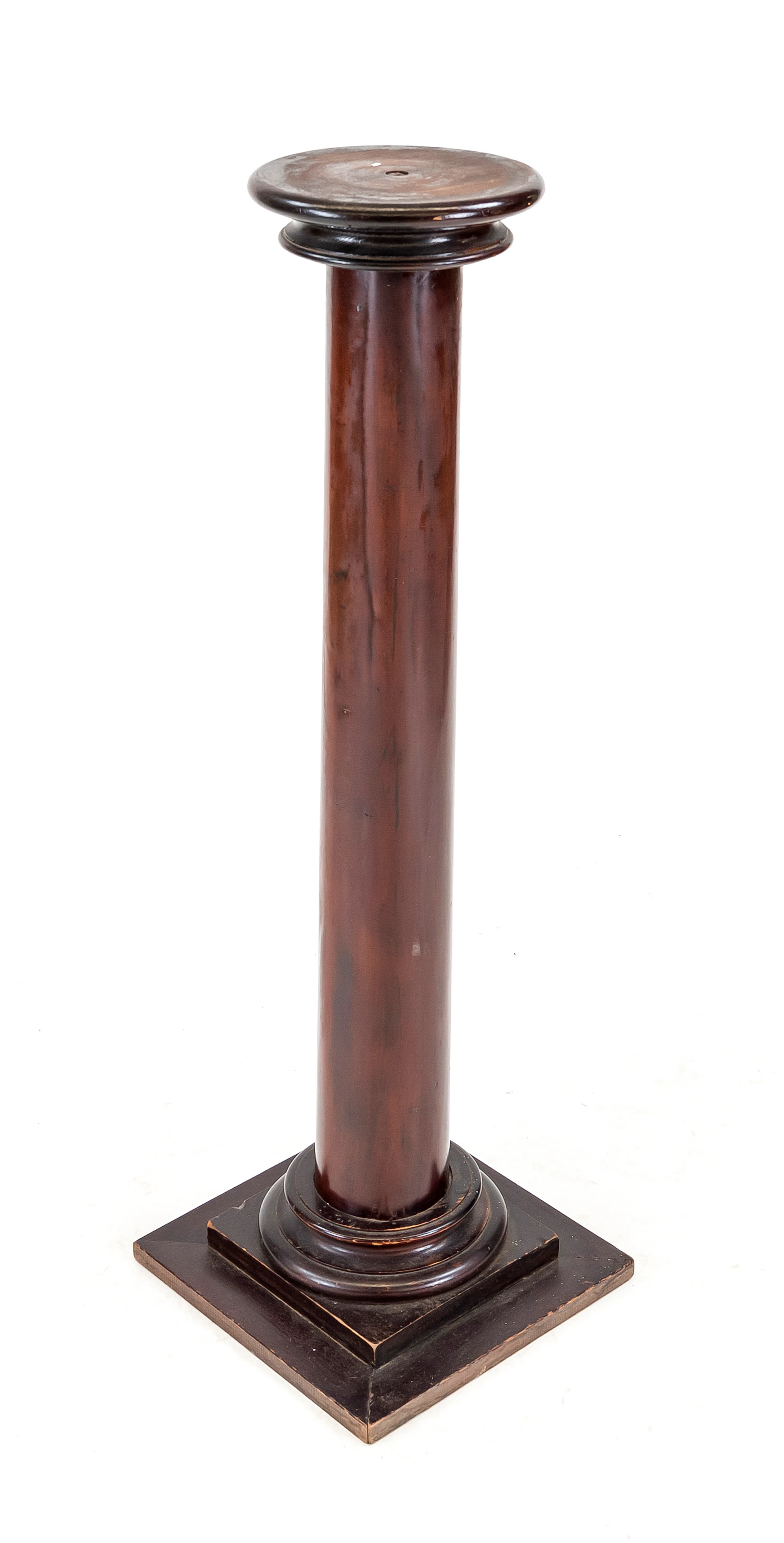 Säule, um 1900, dunkles Holz. Gla
