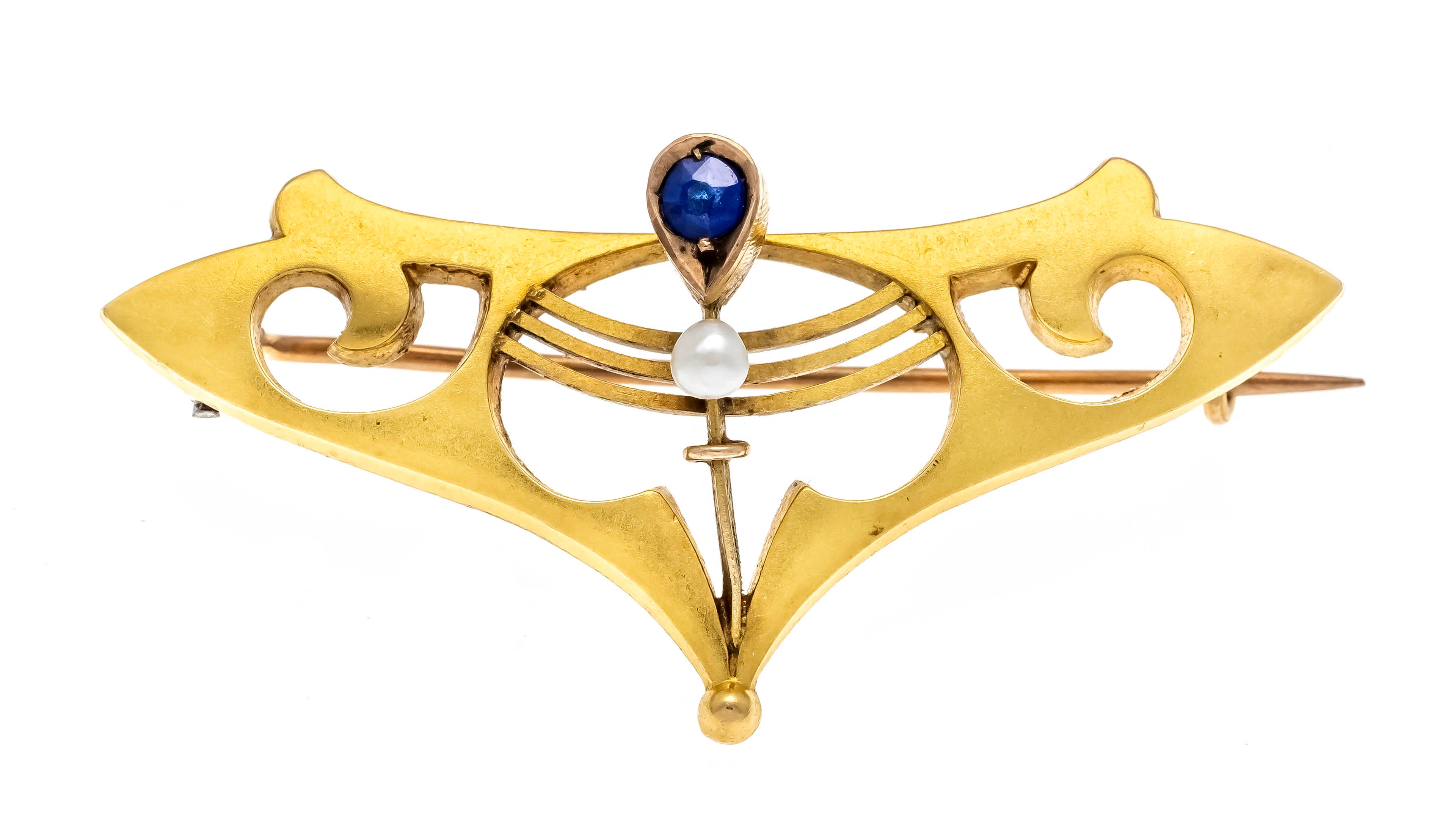 Jugendstil Saphir-Brosche um 1915