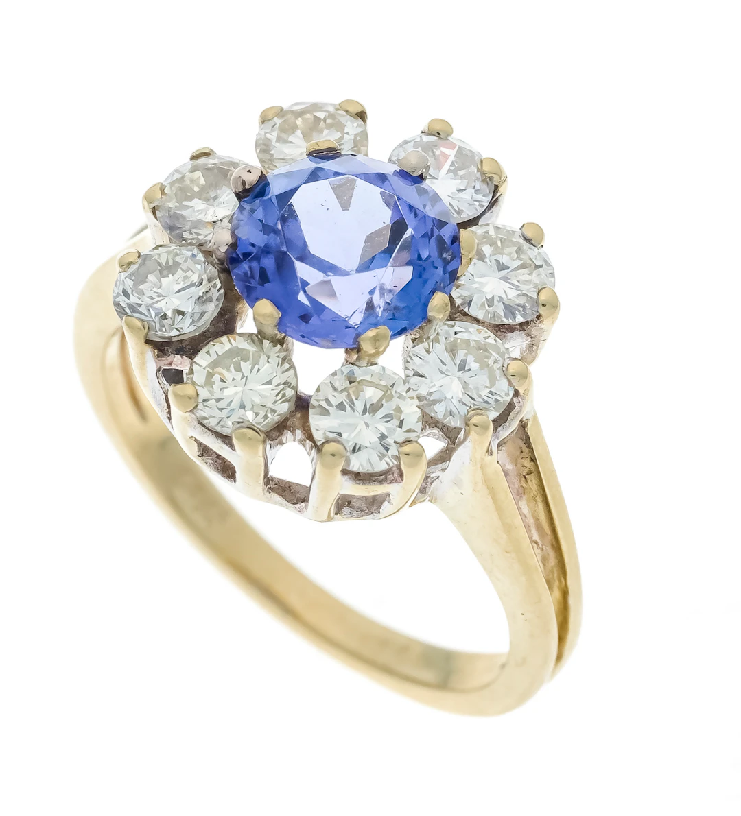 Tansanit-Brillant-Ring GG/WG 585/