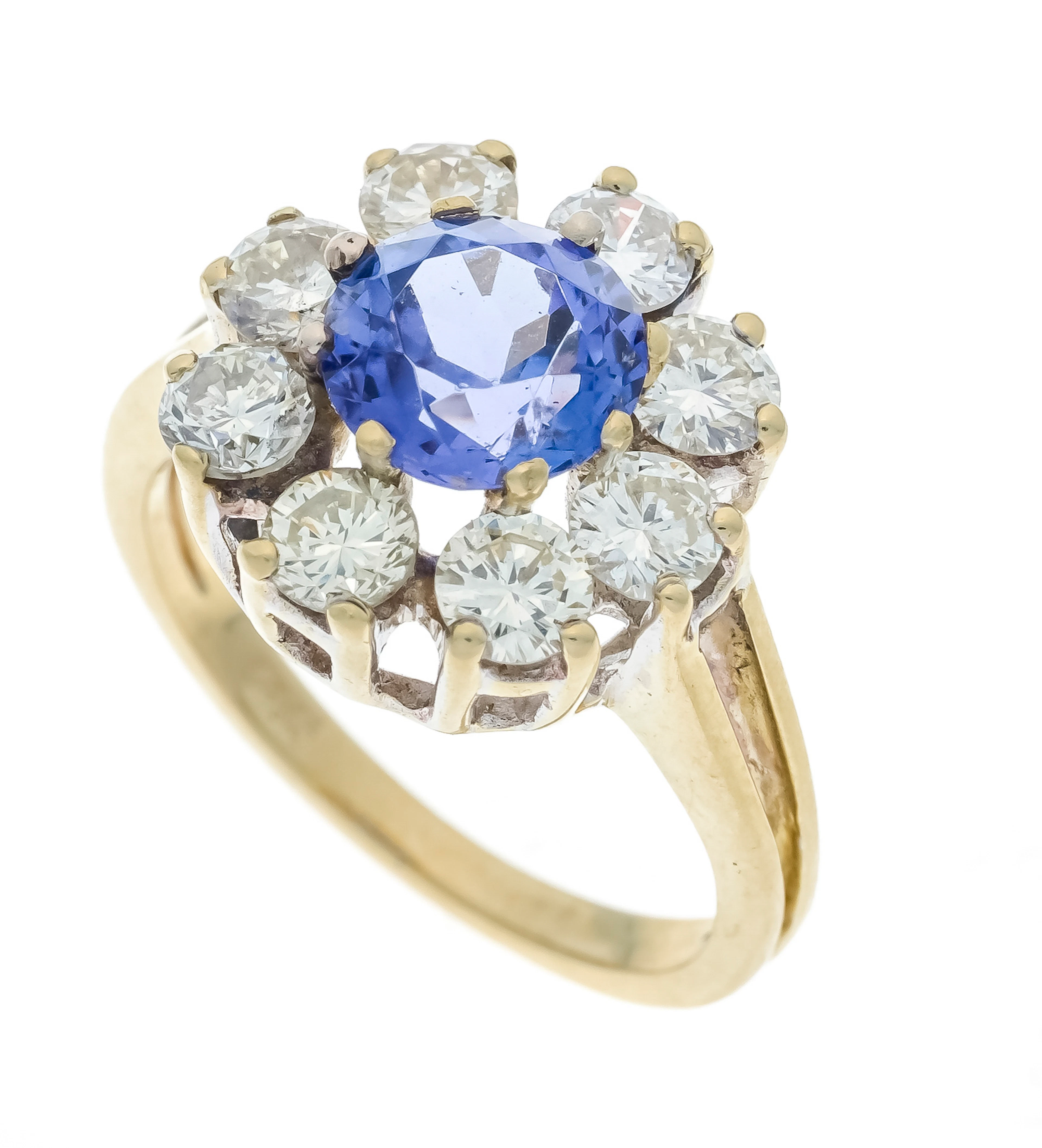 Tansanit-Brillant-Ring GG/WG 585/